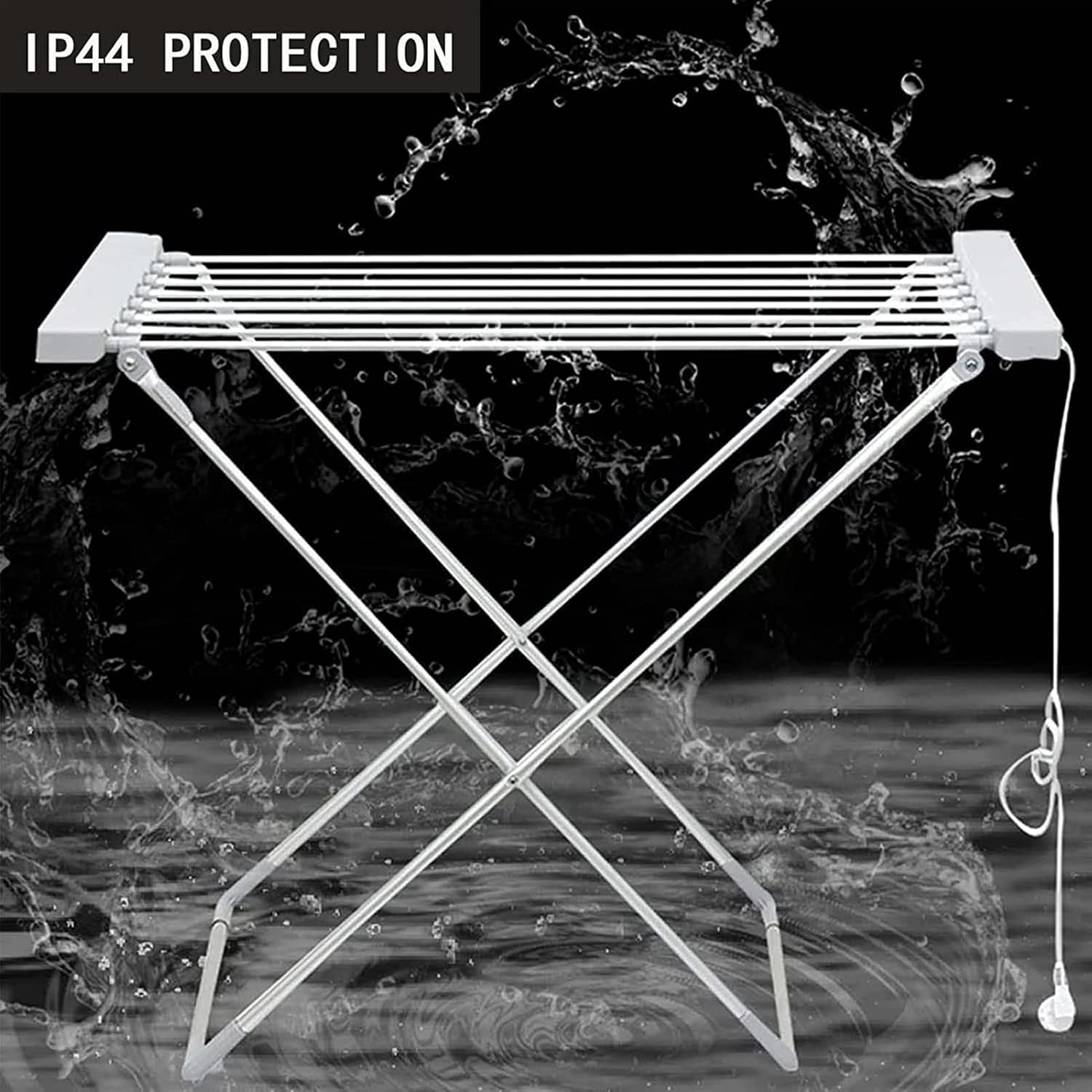 Electric Heated Clothes Airer-Heated Drying Rack with 8 Heated Tubes - Home Heated Drying Rack,Folding Indoor Electric Clothes Dryer