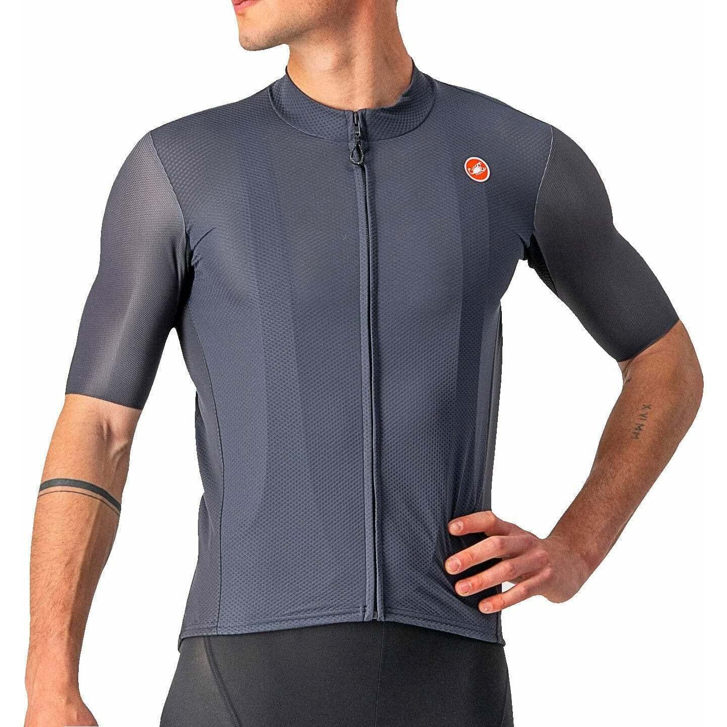 castelliMen’s Endurance Elite Jersey, UV Sun Protection, Quarter Length Sleeve Jersey for Road and Gravel Biking l Cycling - Dark Gray - Large