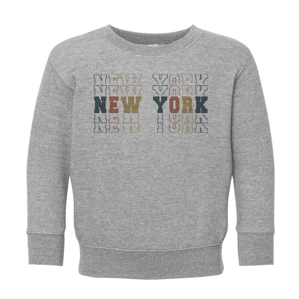 Stacked New York Kids Sweatshirt Toddler 2T Heather Grey