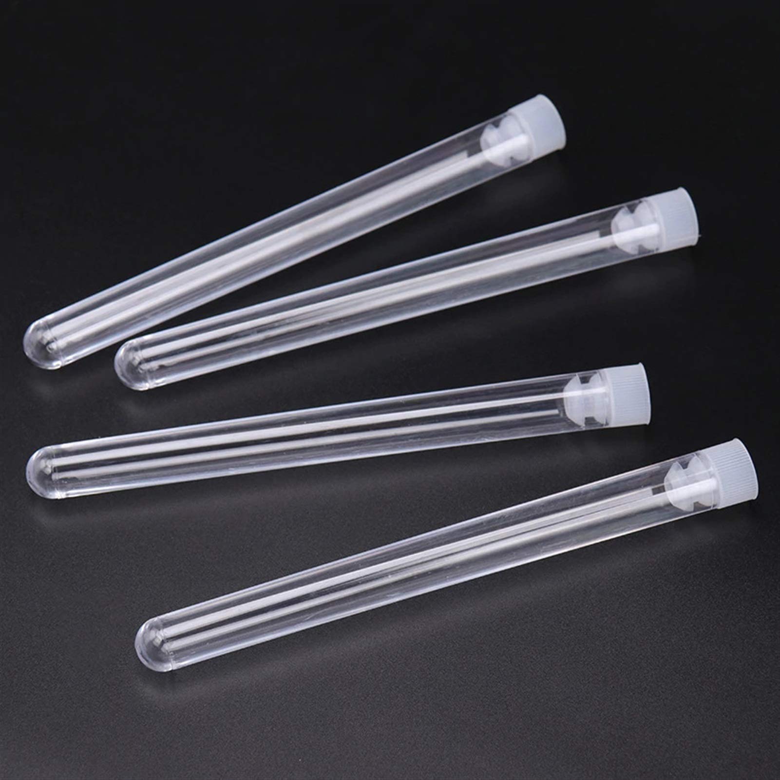 QUNINE Viales de Laboratorio Transparentes, Tubo de ensayo de plástico Transparente de Muestra, Fondo Redondo, Suministros de Laboratorio Escolar, cristalería de Laboratorio de 15x150mm, 10 Uds.