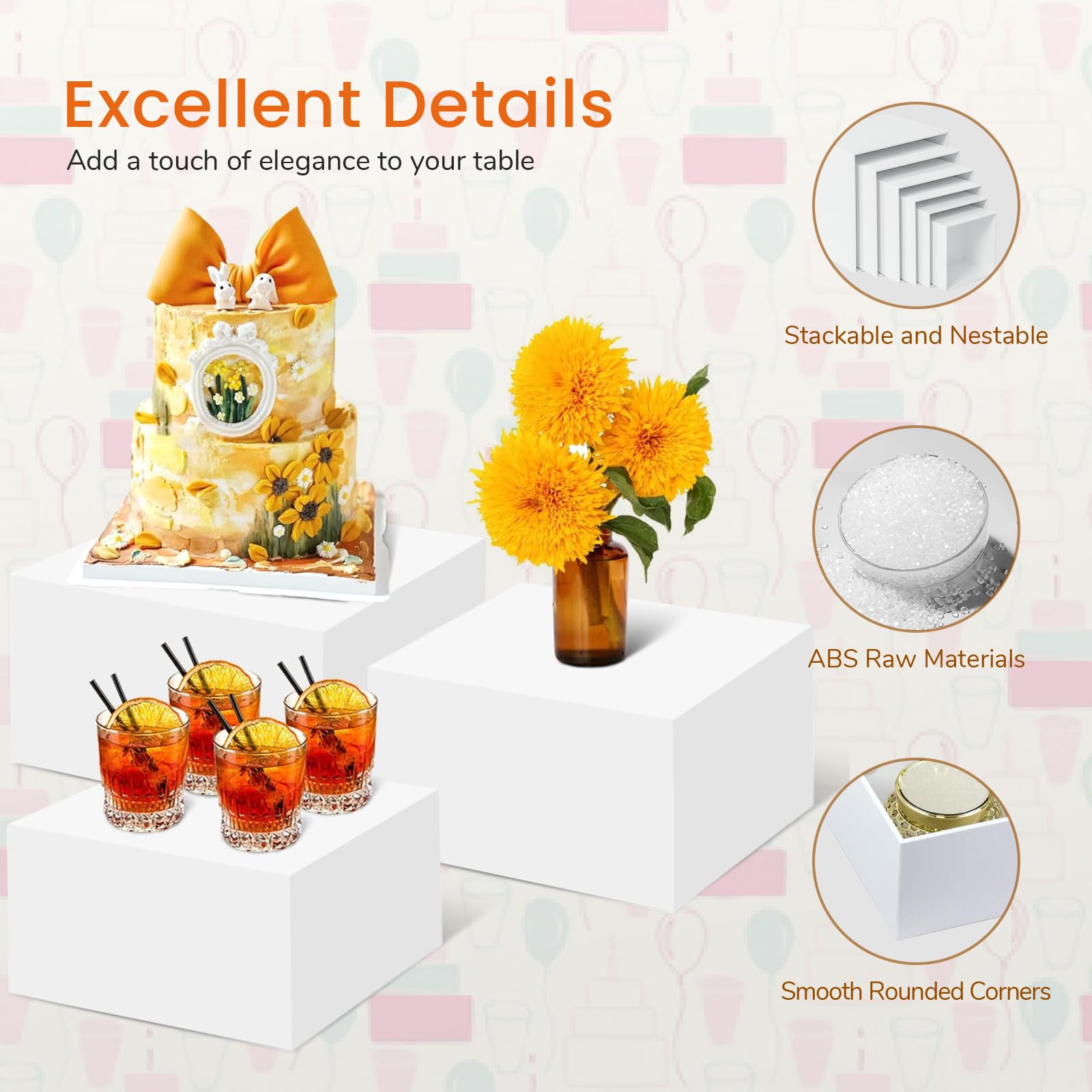 Presentoir A Gateau Blanc,Presentoir Aperitif Buffet,PréSentoir Buffet Traiteur Mariage,Lot De 6 Supports De Buffet Pour Desserts, PréSentoirs De Table, PréSentoirs De Cubes Pour Aliments