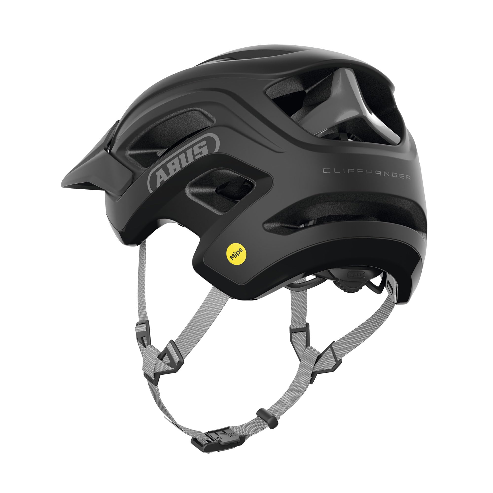 ABUS Cliffhanger MIPS Casque VTT MTB, Muted Black, L | Casque VTT avec protection Mips, Singletrail et Enduro, fermeture magnétique, visière réglable