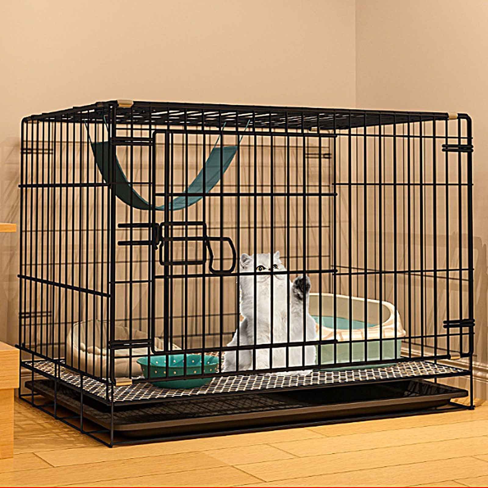 Recinto per gatti all'aperto, recinto per animali domestici di piccola taglia, recinto per conigli, gabbie per gatti al chiuso di grandi dimensioni con lettiera, materiale metallico criptato, comodo e
