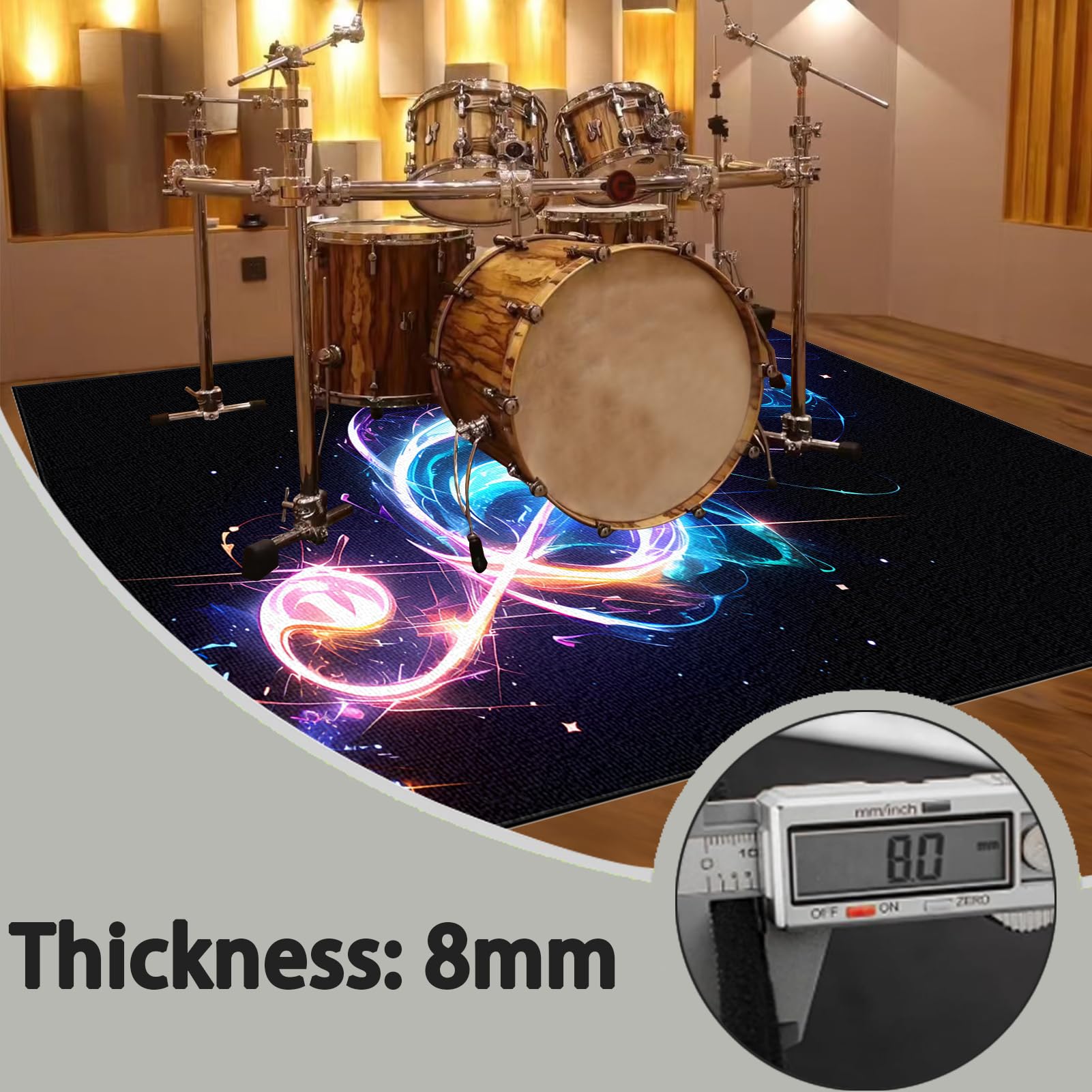 170 x 140 cm Dywan bębnowy Dywan na baterie Antypoślizgowy Dźwiękoszczelny Zestaw perkusyjny Jazz Profesjonalny Prostokątny Elektroniczny Do Pudełka Bombowego i innych instrumentów Musi Mata Baterii