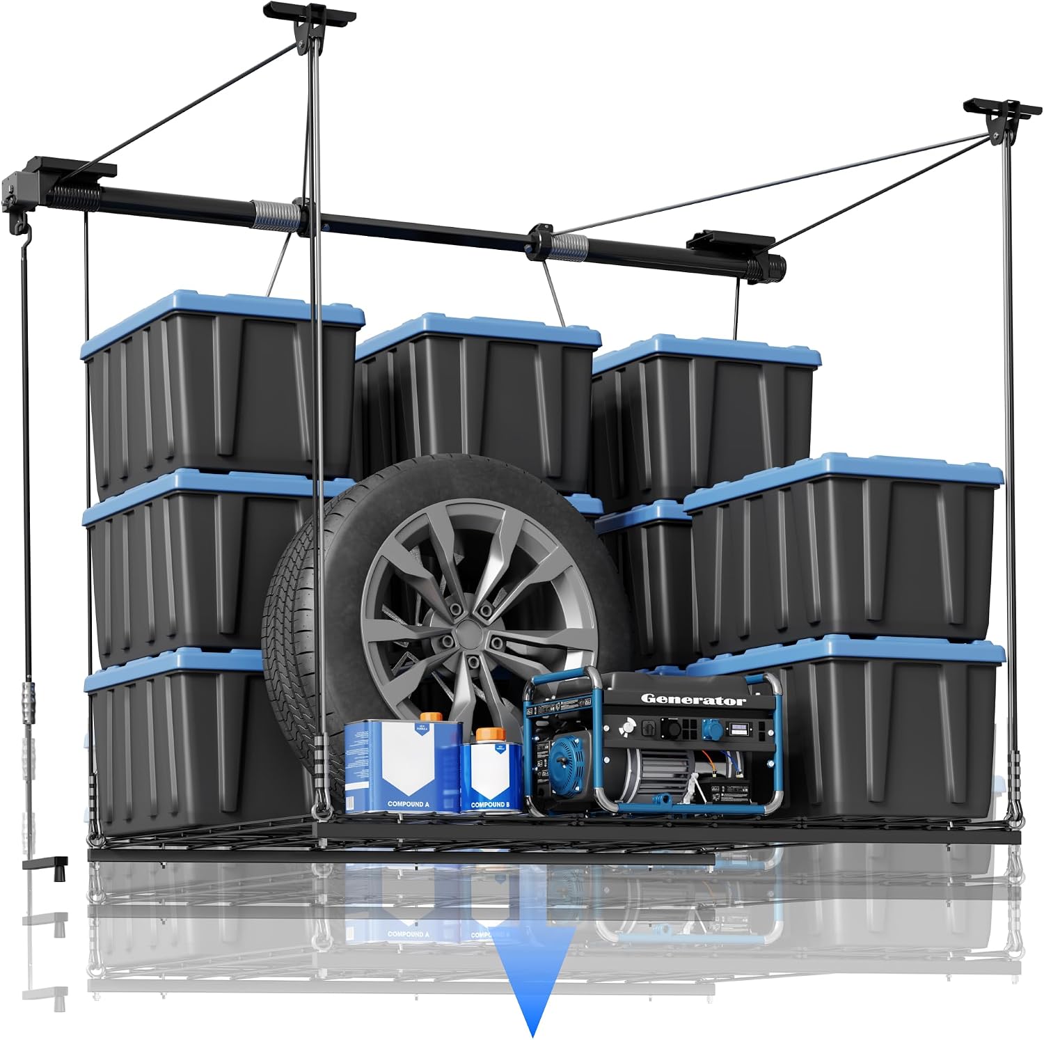 Amazon.com: FLEXIMOUNTS Garage Lifting Metal Rack, 4x4 Ft Overhead ...