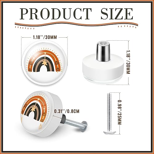 Miniatura 2 de 6 pomos redondos de cristal con 6 tornillos, bohemios, de arcoíris, para cajones, pomos decorativos bohemios, pomos para muebles, decoración para