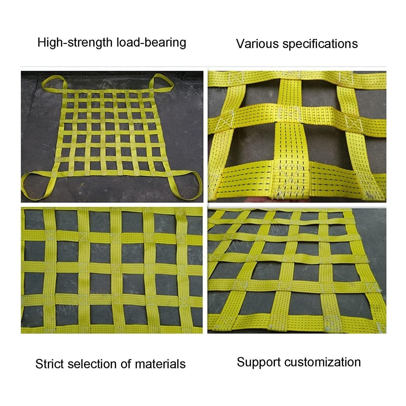 Lasthebe-Netz, Frachtnetz - Flaches Hebenetz aus Nylon, Bungee-Frachtnetz(2 X 2M/Mesh 15cm/Load 2t)