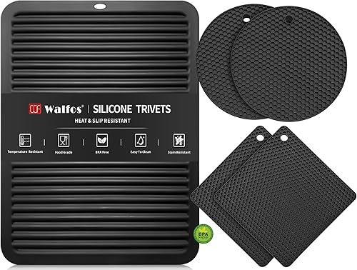 Walfos Salvamanteles XXL de silicona de 16 pulgadas y salvamanteles redondos y cuadrados de 7 pulgadas, salvamanteles para ollas y sartenes Walfos Salvamanteles XXL de silicona de 16 pulgadas y salvamanteles redondos y cuadrados de 7 pulgadas, salvamanteles para ollas y sartenes