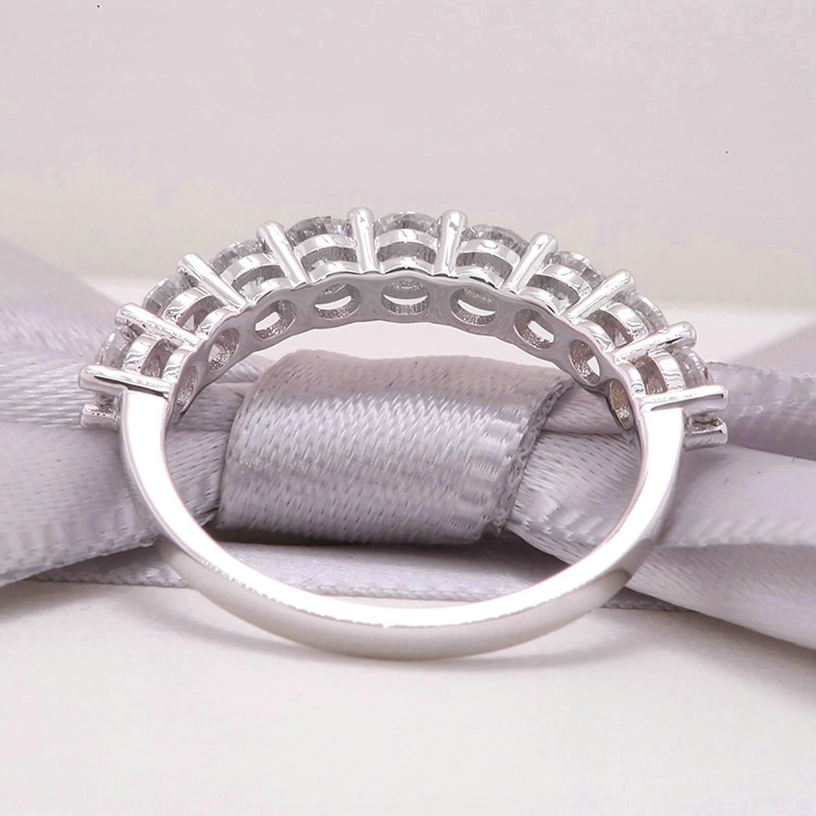 Anillo de oro blanco para mujer, 750 anillos para mujer, 0,1 ct, redondo, diamante para mujer, anillo de compromiso