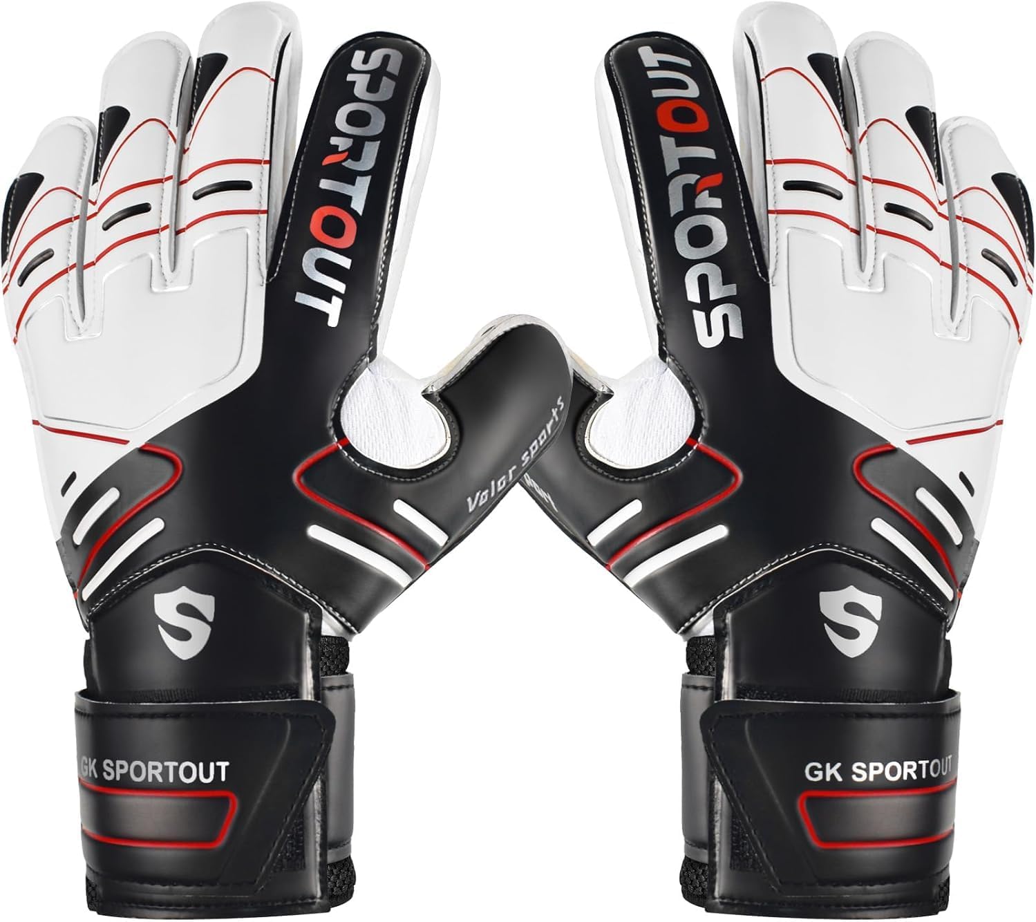 SPORTOUT Goalkeeper Gloves Kids, Football Gloves,Goalie Gloves Youth Adult with Finger Protection & 4mm Latex to Give Protection to Prevent Injuries