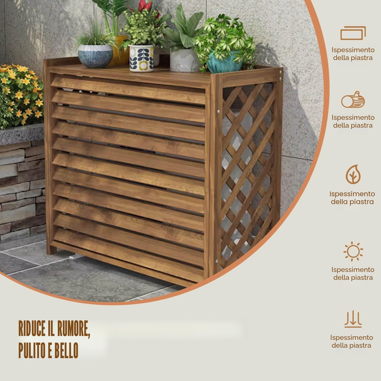 Copri Climatizzatore Esterno in Legno Copri Condizionatore Copertura Radiatore All'aperto Tavola Addensata Impianto Decorativo Display X-Large