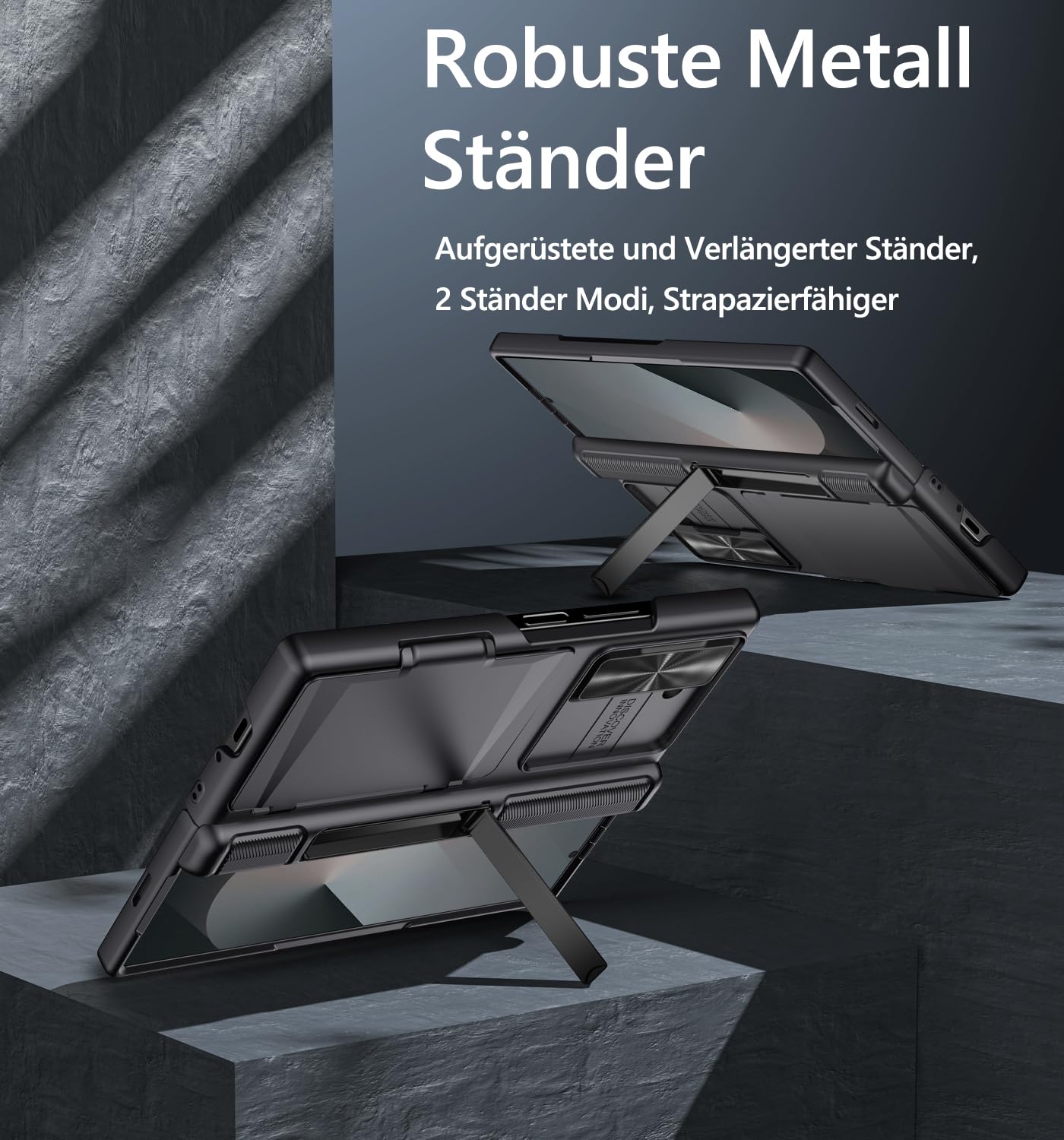 TONGATE Hoes voor Z Fold 6 met privacy, beeldschermbescherming, ingebouwde Z Fold6 S penhouder, stootvast telefoonhoesje met ringstandaard, camera-afdekking en riemclip, Zwart