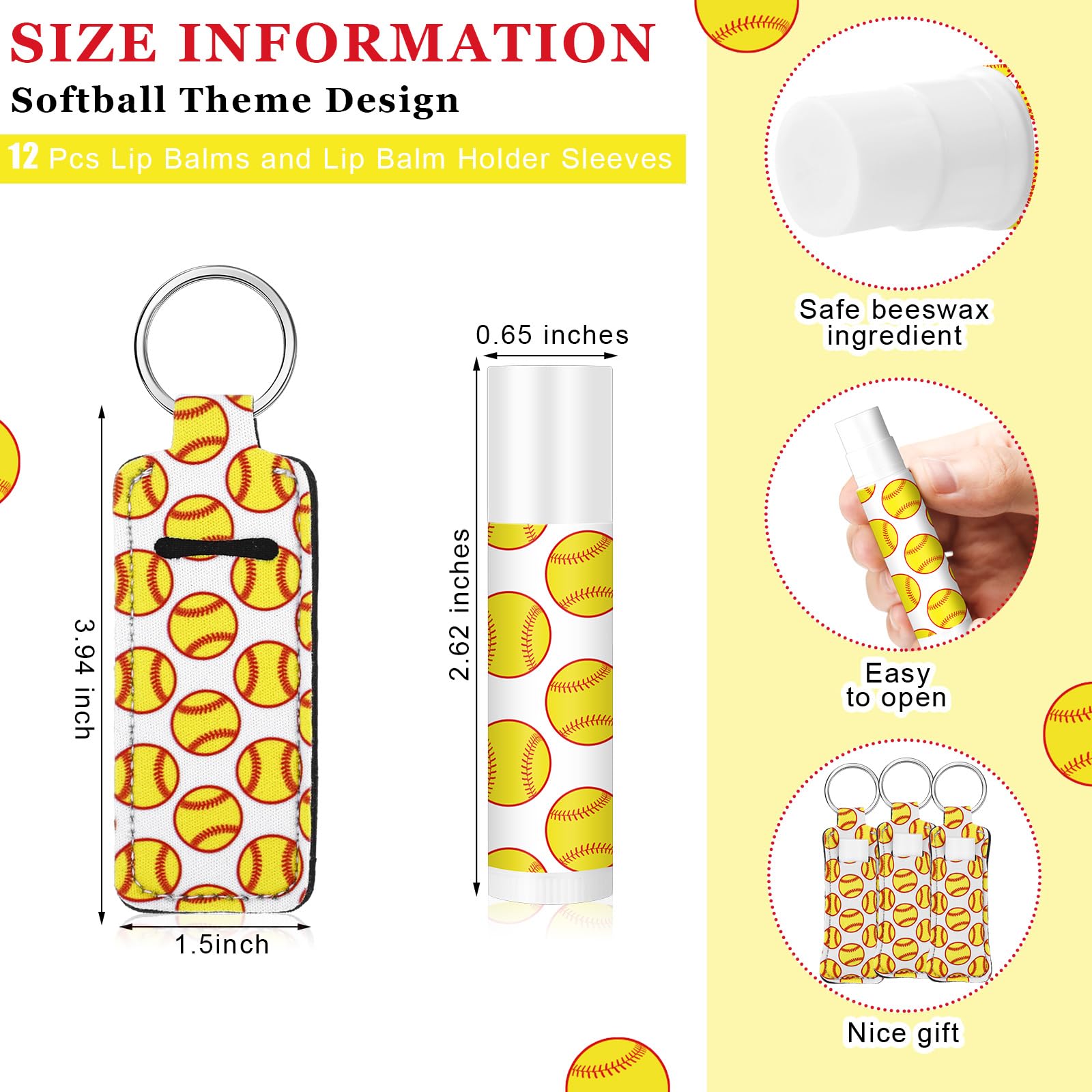 48 Pcs Softball Team Gifts Include 12 Makeup Bags, 12 Hair Scrunchies, 12 Lip Balms, 12 Lip Balm Holders for Softball Players, Girl Sports Team Accessories