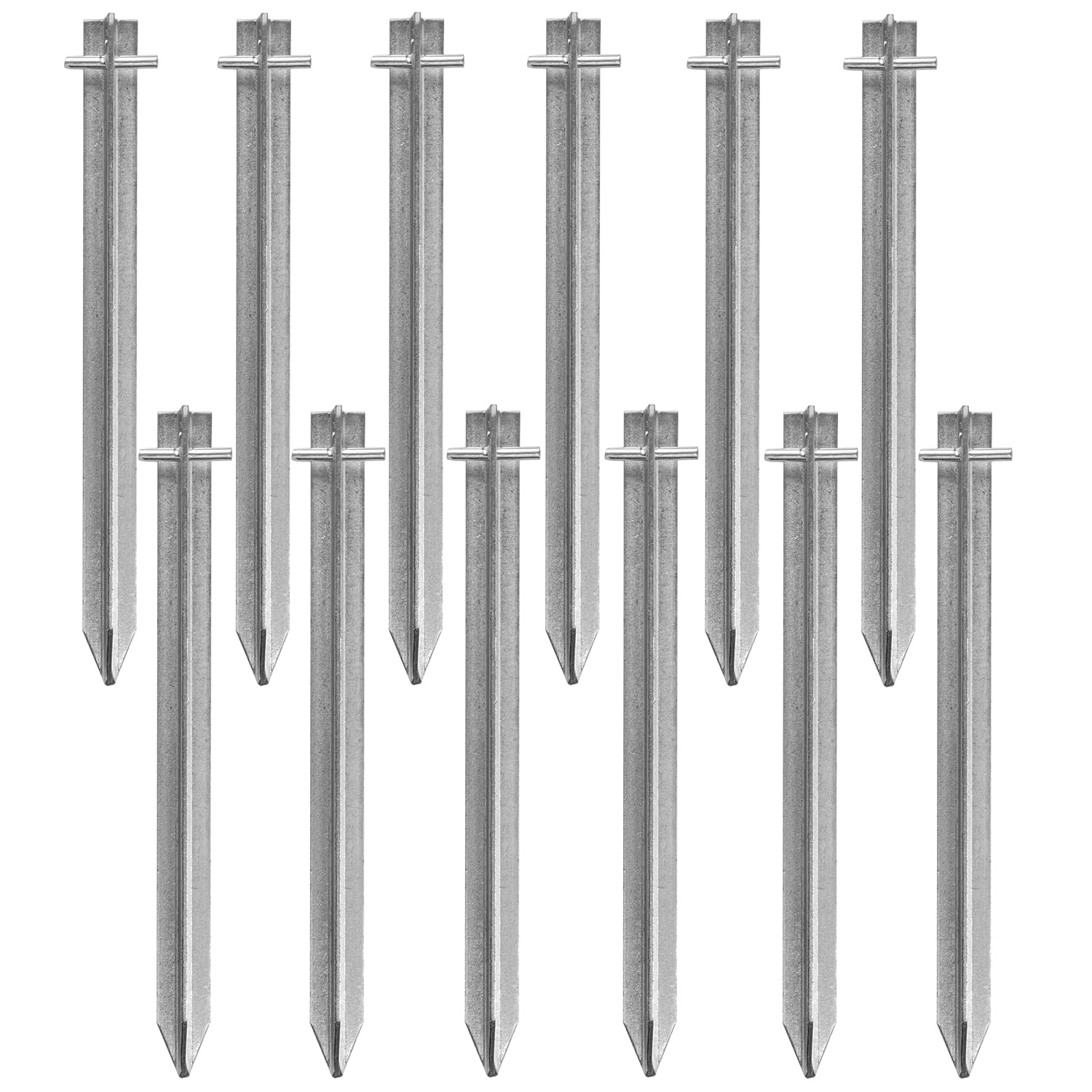 T-Hering 12 STK. 30 cm aus Metall für Harte Böden - extra starker Zelthering aus verzinktem Stahl - Stabiler Erdnagel für Zelt, Pavillon, Camping, Bodenanker, Outdoor