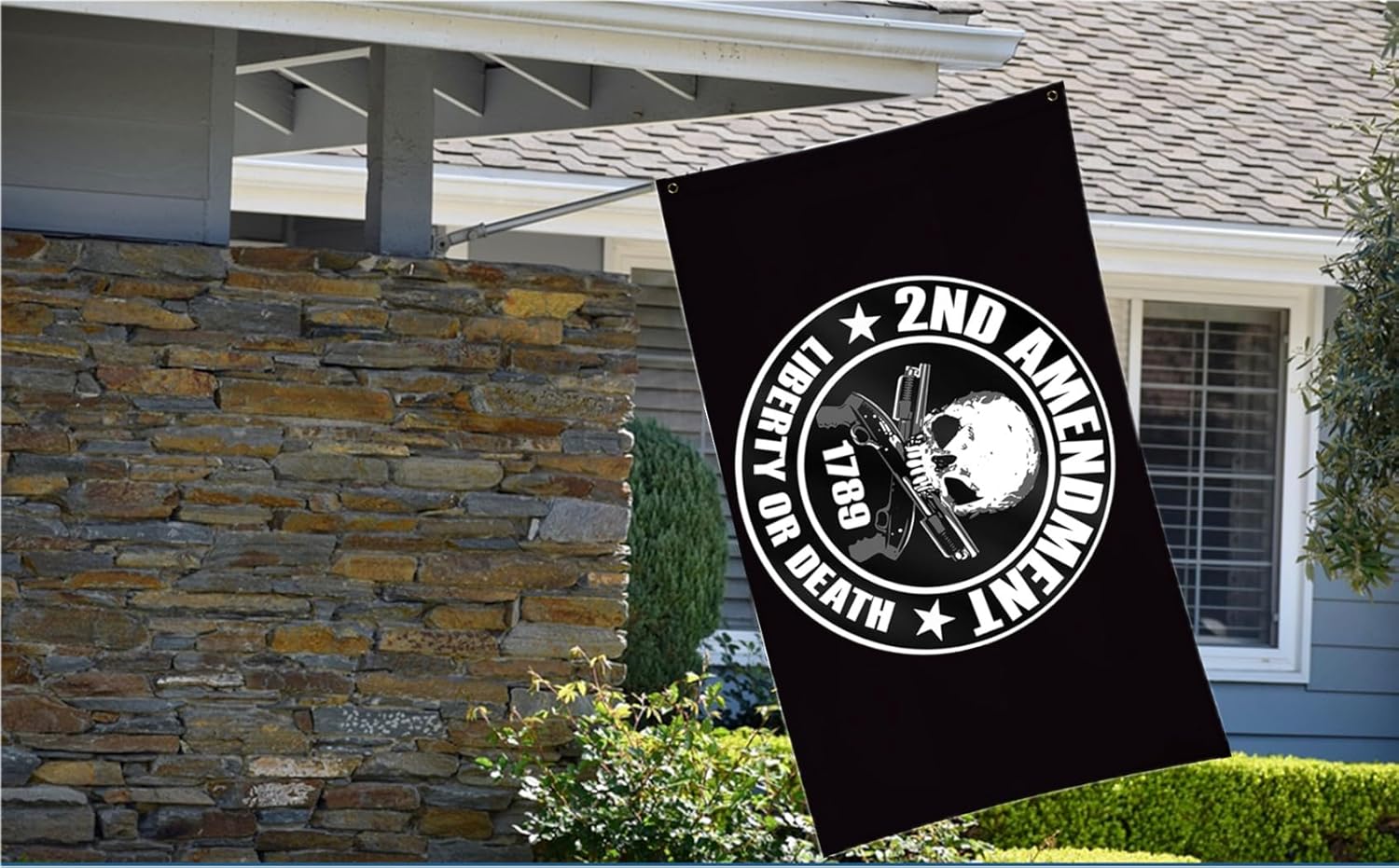 Double Sided 2nd Amendment Flag 3x5FT,220D Heavy-duty Printing 3Ply Banners-Vivid Colour,Double Stitching On the Edge, America's Original Homeland Security Flags with 2 Brass Grommets.