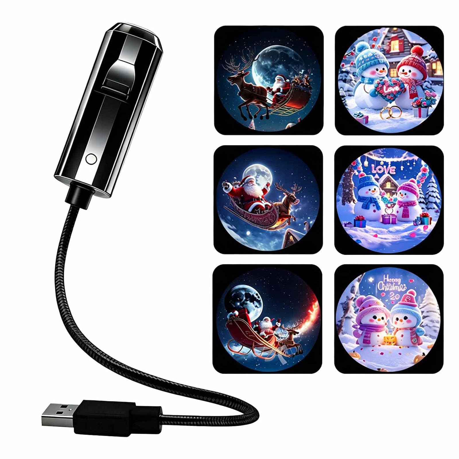 Plug and Play HD Christmas Projector with 6 Festive Scenes (6PCS),Indoor，1P