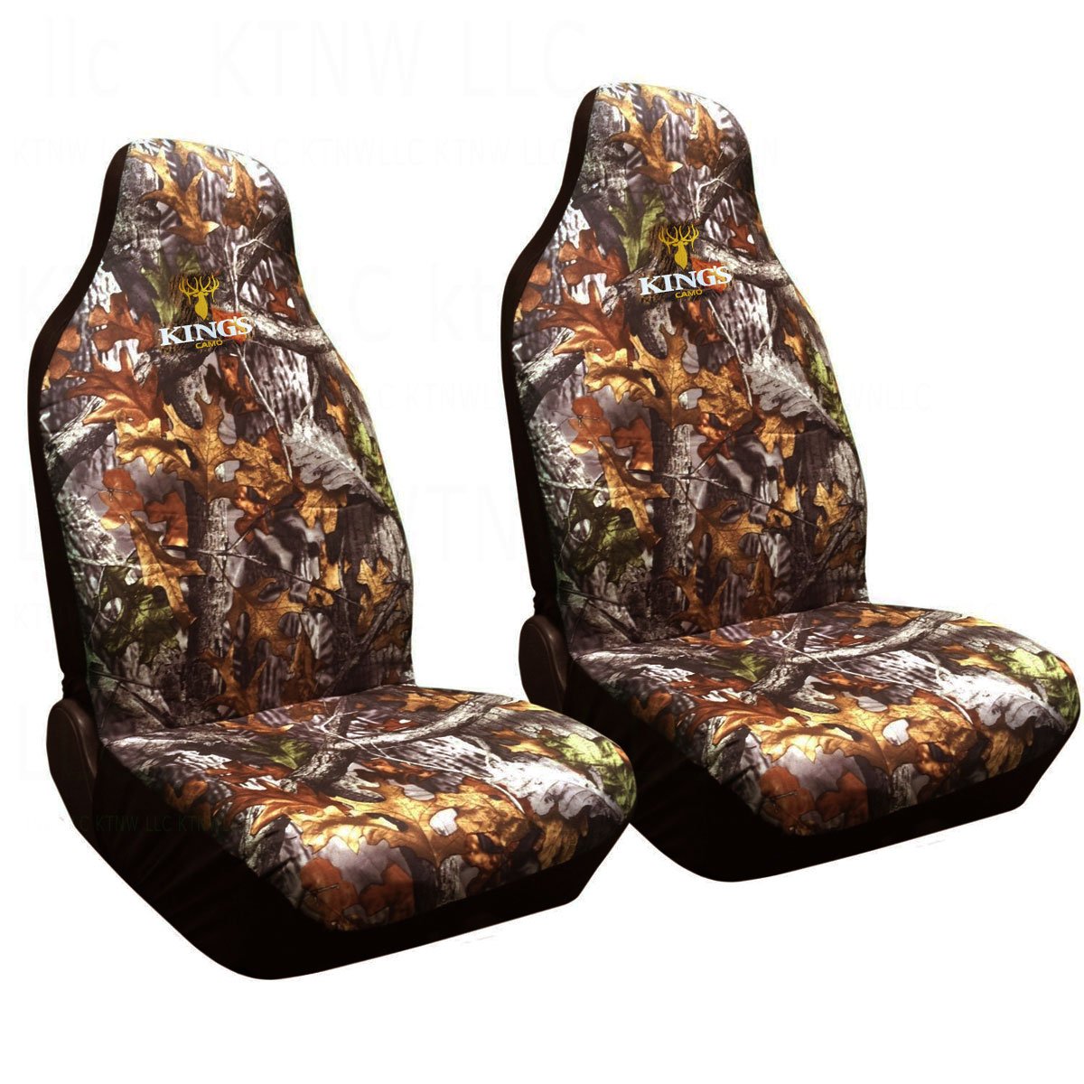 Two Officially Licensed Kings Camo Universal Fit Highback Seat Covers - Woodland Shadow