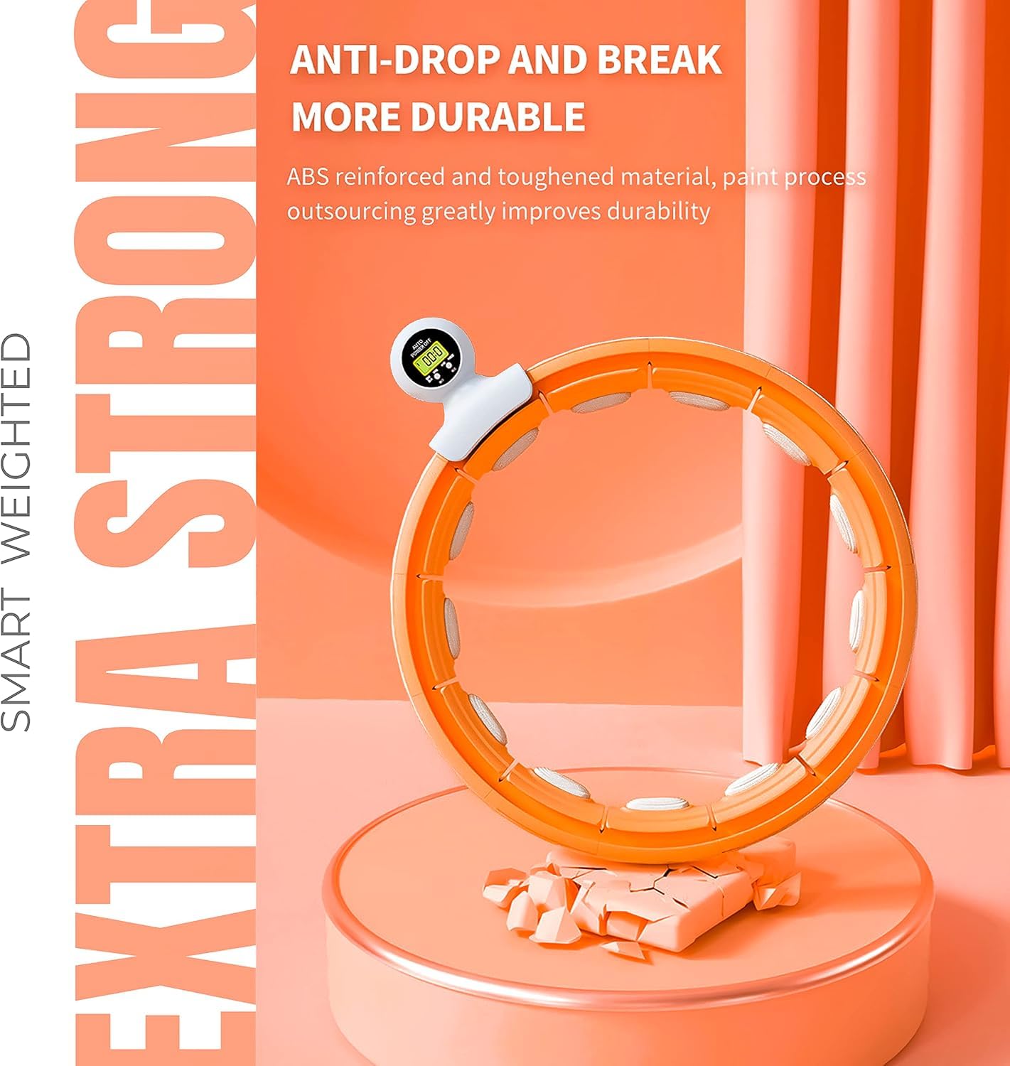 K-MART Hula Ring Hoop Ponderati Intelligenti, Anello Fitness Staccabile, Cerchio Hula con Massaggio con Palla a Rotazione Automatica a 360 Gradi, Ginnastica, Fitness per Adulti, Perdita di Peso,
