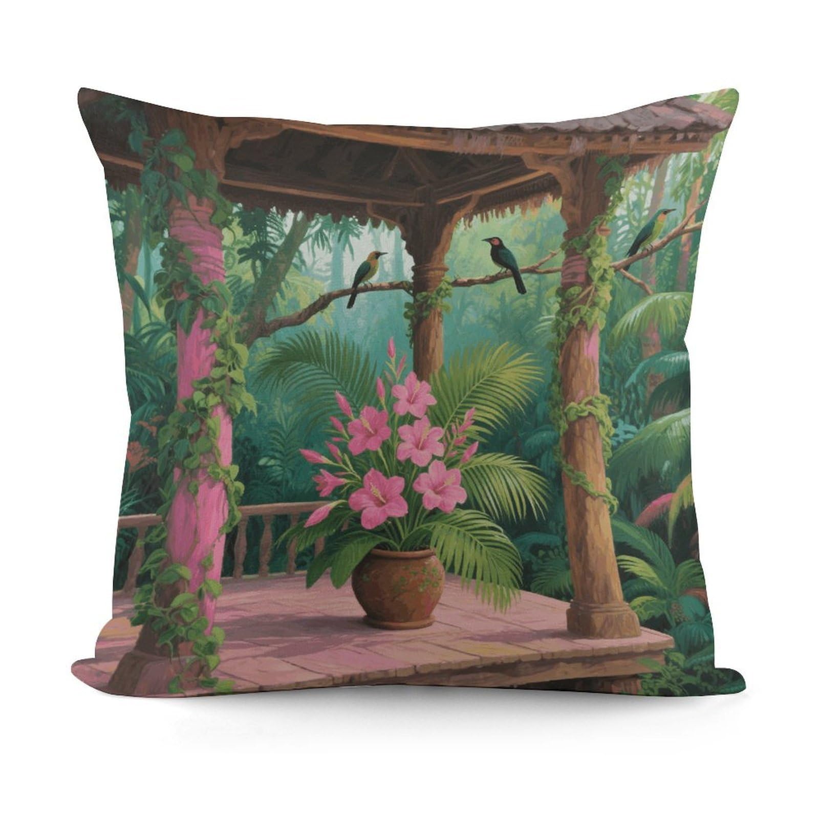 VstaDank Tropical Flowers Palm Leaves Throw Pillow Cover Soft Square Cushion Cover Art Artwork Pillow Covers Mordern Couch Pillow Covers Decorative Cushion Case for Chair Couch Bedroom Living Room