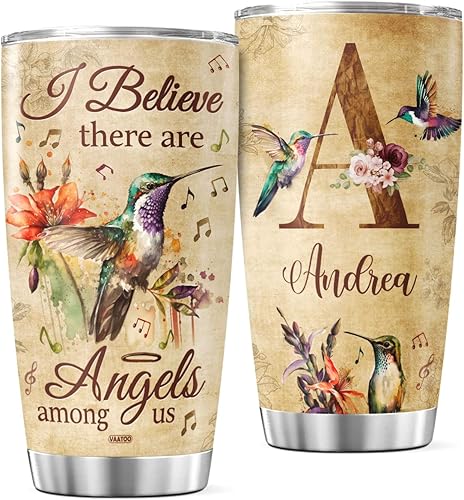 Vaso de cafĂ© personalizado con inicial de colibrĂ, taza de viaje con tapa con nombre personalizado, regalos de cumpleaños para mujeres, tazas Vaso de cafĂ© personalizado con inicial de colibrĂ, taza de viaje con tapa con nombre personalizado, regalos de cumpleaños para mujeres, tazas