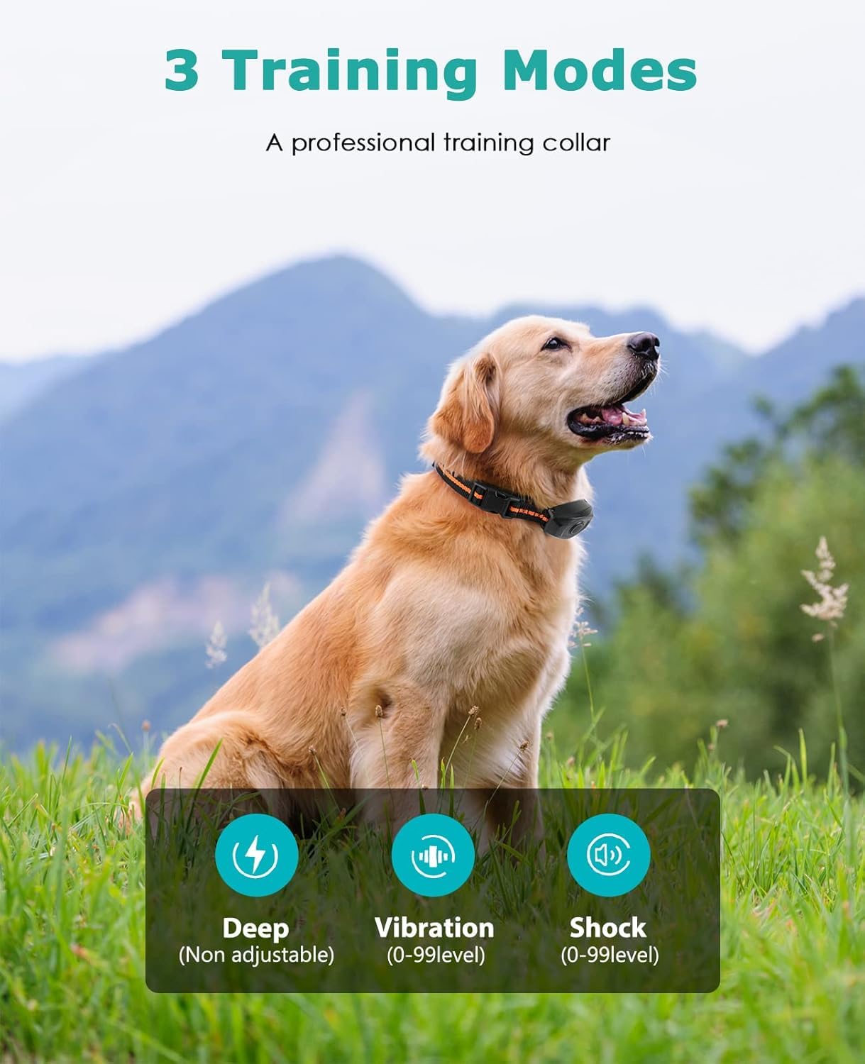 Metal Dog Training Shock Collar with Remote, 1300Ft Range, Waterproof & Rechargeable Electric Collar, 3 Training Modes, Security Lock, Adjustable for Large & Small Dogs, 22.86cm x 3.56cm, Black 4