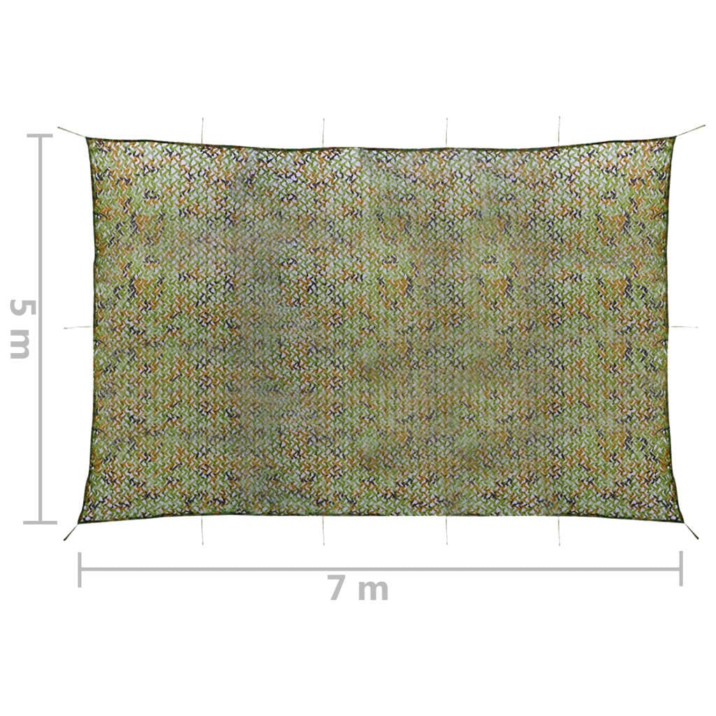 vidaXL Red de Camuflaje con Bolsa de Almacenamiento Acampar al Aire Libre Vehículos Observación de Aves Caza Pistolas Juego de Paintball Verde 5x7 m