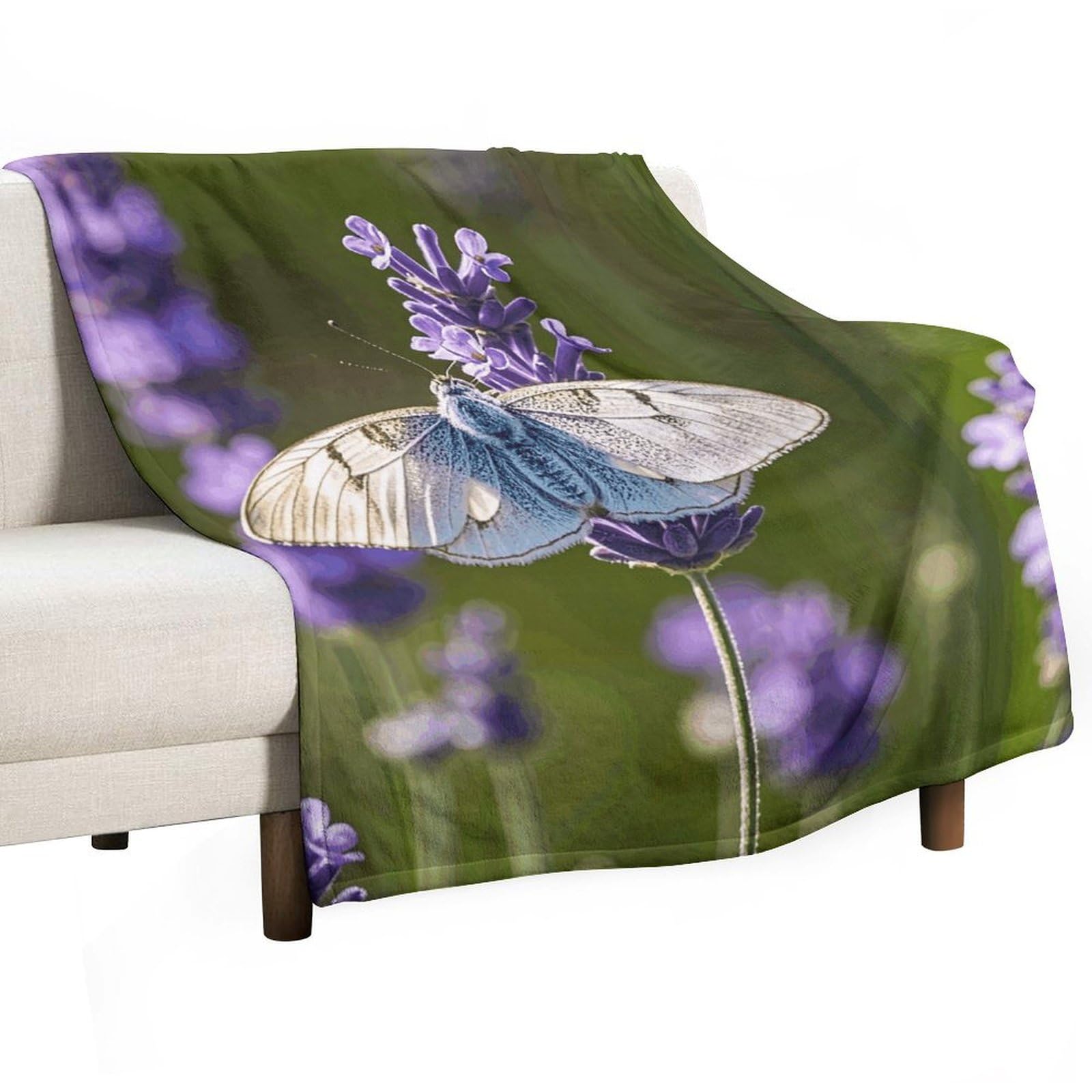 Plaid super doux lavande motif papillon pour réchauffer vos nuits de douceur
