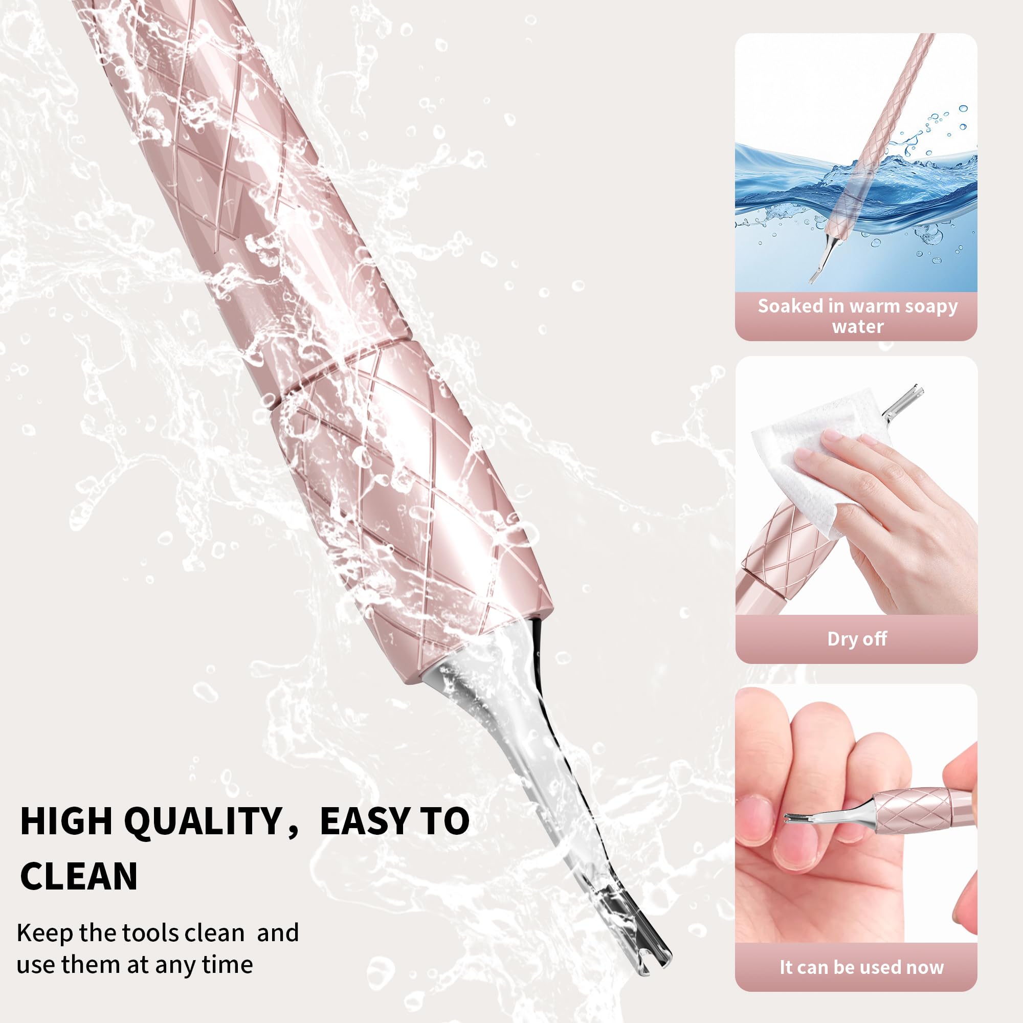 Juego de empujador de cutículas 5 en 1 con mango de aluminio, herramienta de limpieza de uñas de precisión para manicura y pedicura