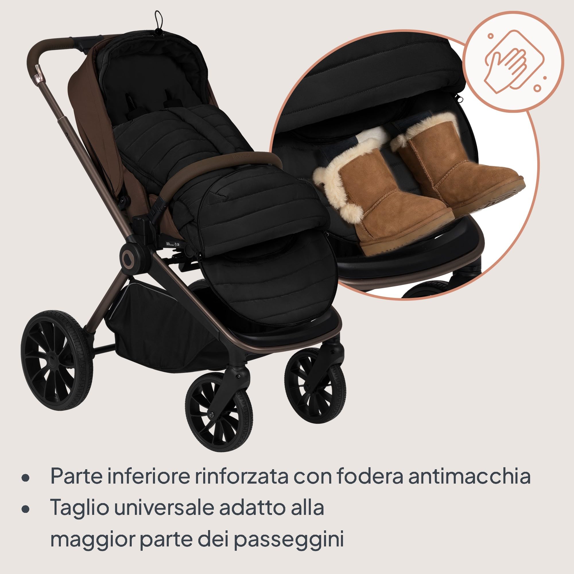 LIONELO Oli Sacco a Pelo Invernale Universale per Passeggino e Navicella | Impermeabile, Caldo, Imbottitura Anallergica, Aperture per Cinture a 5 Punti, Cerniera, Lavabile in Lavatrice, 101 x 45 cm