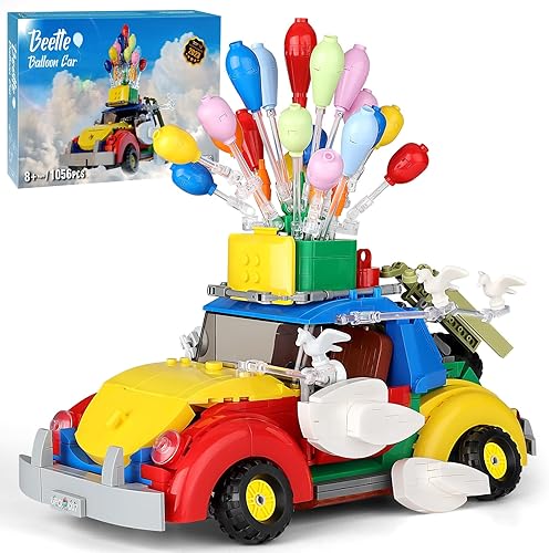 Sillbird Juego de juguetes de construcción de autos con globo de escarabajo para niños, juguetes creativos de regalo de Navidad STEM para niñas y