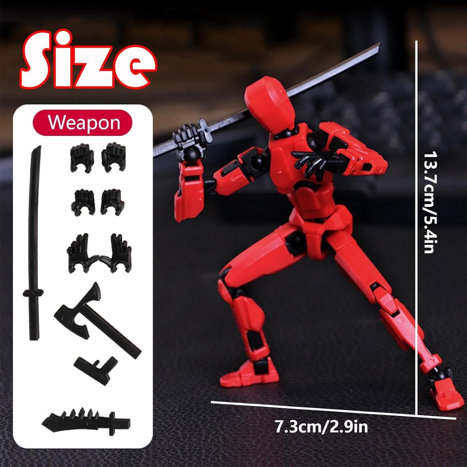 T13 3D Printed Movable Robot T13 Action Figure Dummy13,Hand Painted Figures, Desk Decoration, for Collectors Desktop Decorations Game Lovers,Creative Gifts For Boys Girls (Red+Bule)