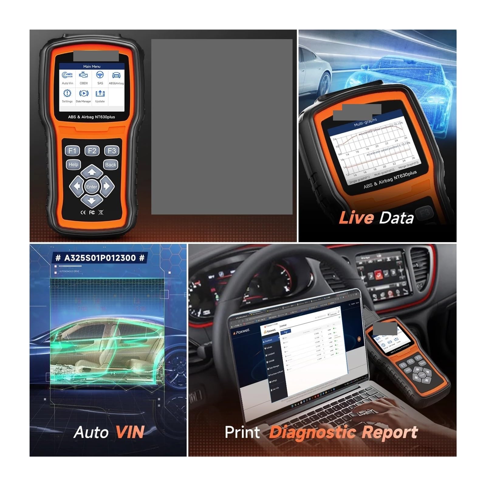 Skaner do Samochodu, Skaner samochodowy OBD2 Czytnik kodów OBD ABS Poduszka powietrzna SRS Reset danych o zderzeniu Auto Car Diagnostic Scanner Narzędzia