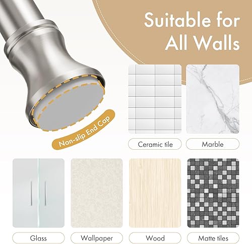 Miniatura 3 de Amazer - Barra para cortina de ducha, resistente al óxido, tensión de resorte ajustable, para baño