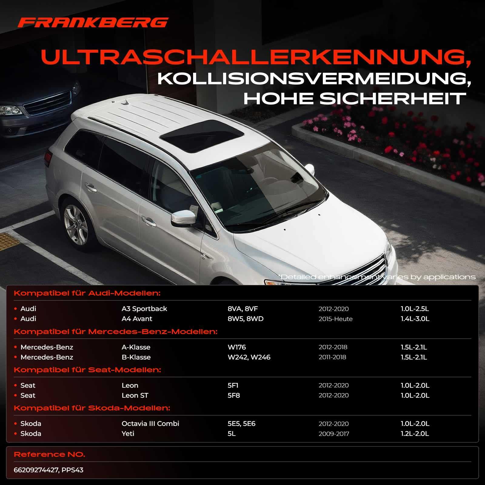 Frankberg 4x Parksensor Einparkhilfe Vorne Hinten Replace# 66209274427