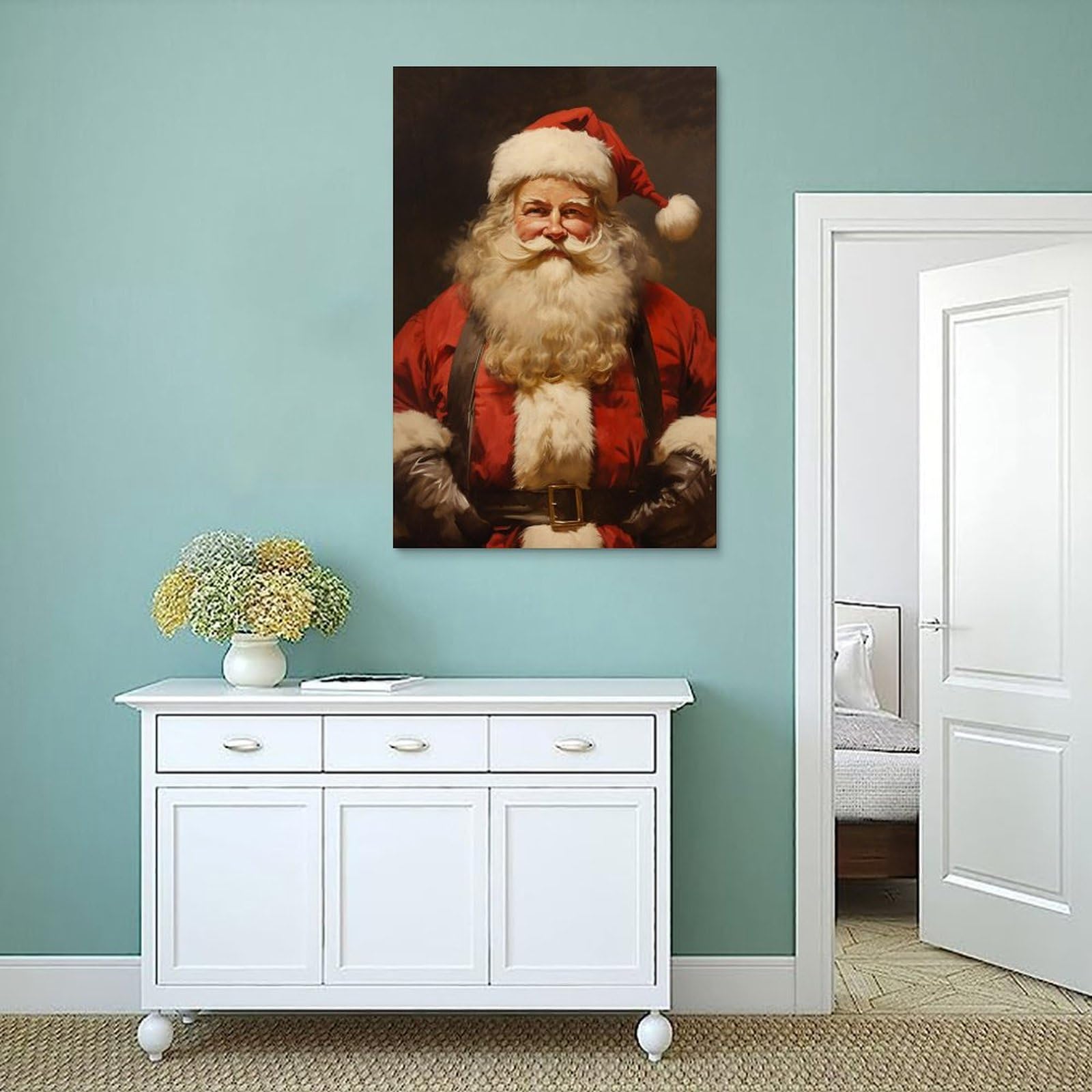 Amazon.co.jp: サンタクロースの絵ヴィンテージクリスマスキャンバス