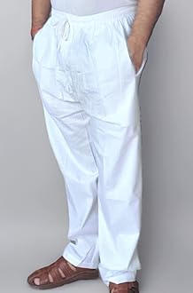 Premium Lucknowi White Cotton Pyjama for Men: Elastic Waist, Zip & Pockets | A1 Quality Pajama