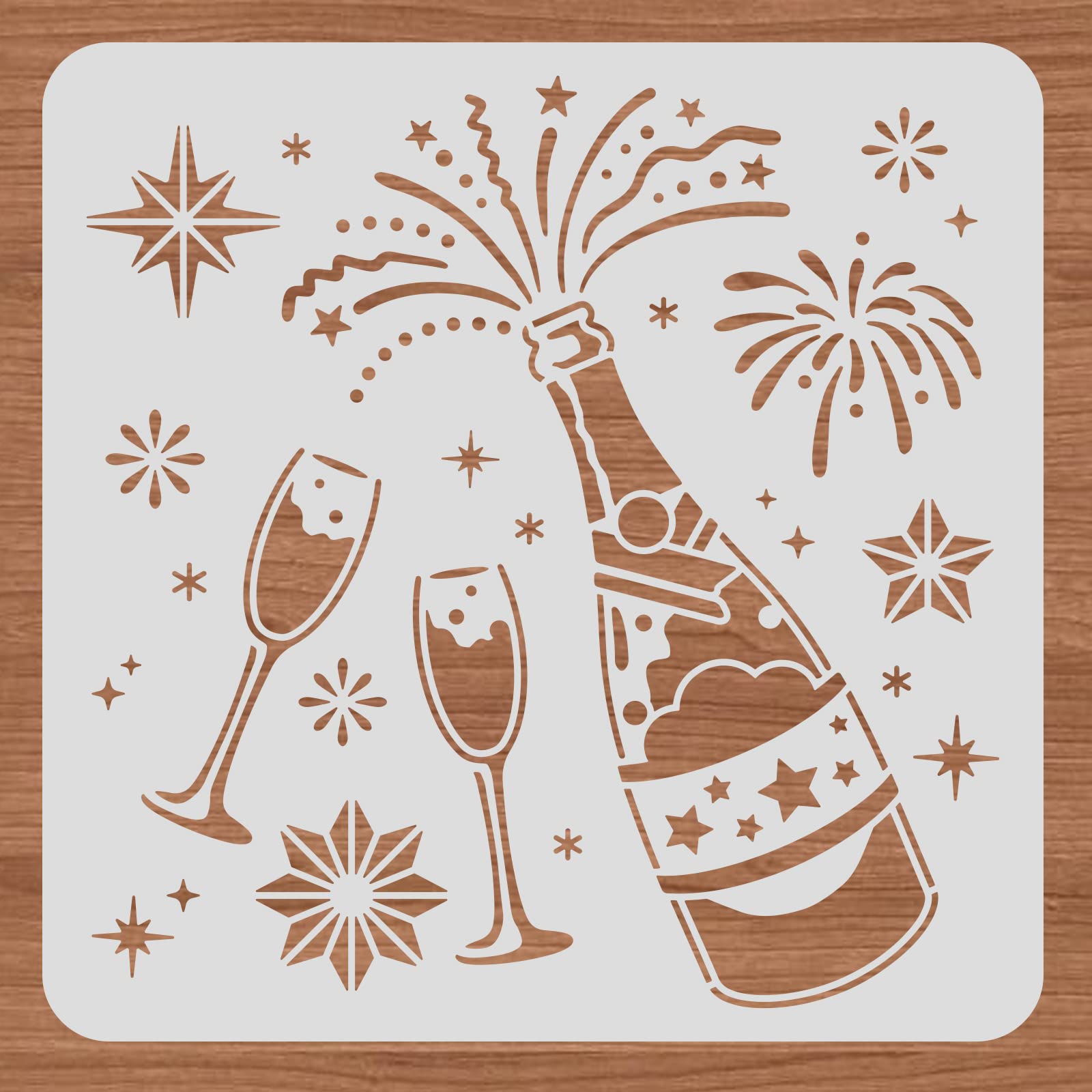 Amazon.com: BENECREAT 12x12inch Champagne Glasses Plastic Painting Stencil, Wine Bottles Glasses Large Reusable Drawing Painting Stencils Templates for Painting on Scrapbook Fabric Tiles Floor Wood
