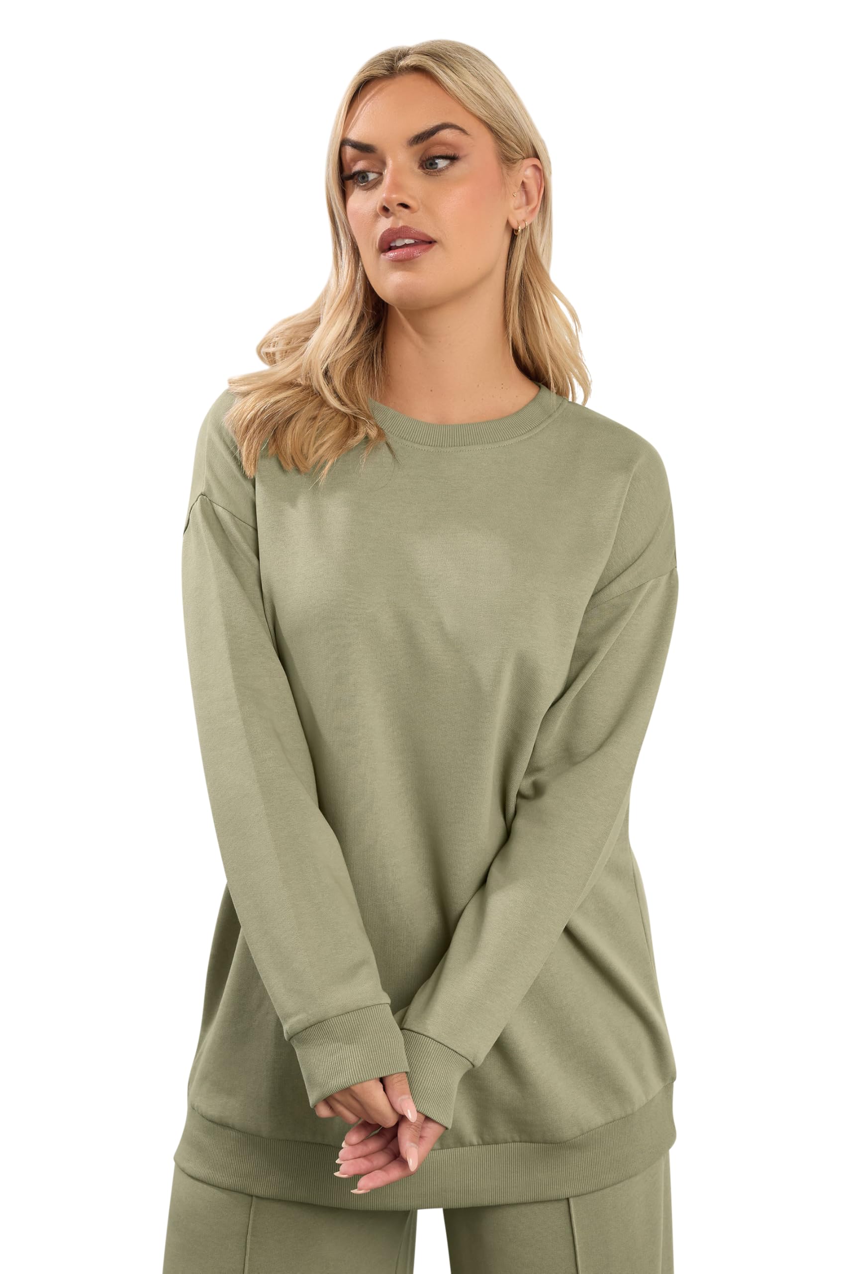 Yours Women's Light Green Crew Neck Sweatshirt In | : 22/24