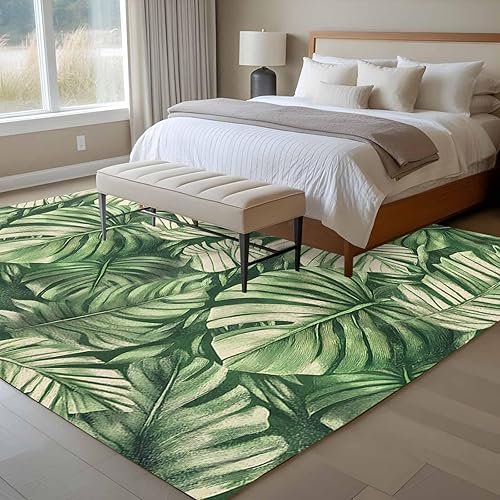 Miniatura 4 de 6x9 Area Rugs for Living Room, Tropical Leaves Non-Slip Area Rugs for Living Room Bedroom Entryway, Watercolor Retro Country Summer Leaf Washable