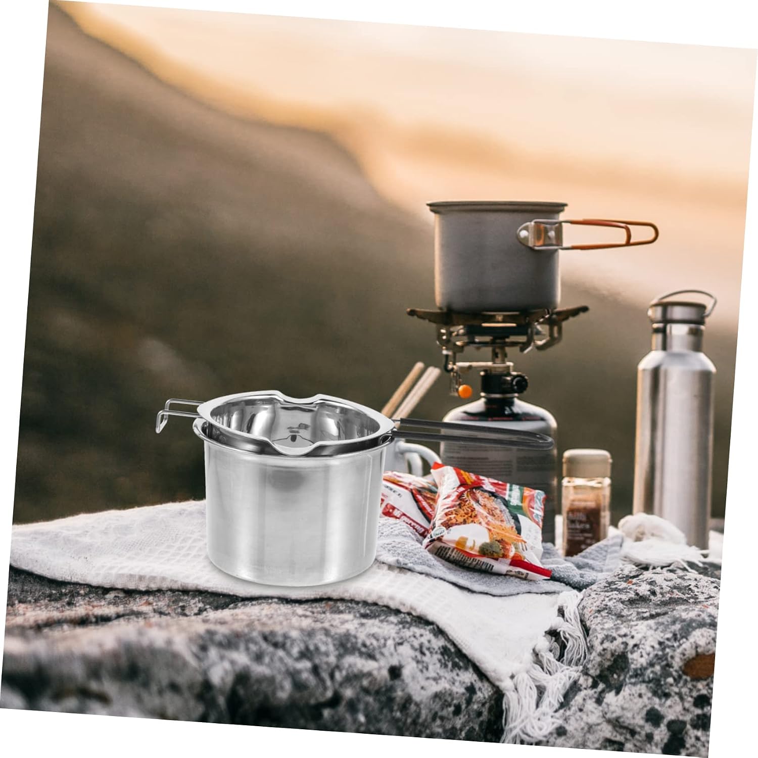 1set Stainless Steel Double Boiler Pot Melting Chocolate Cheese and Candle Wax Melting Pot Kit for Baking and Outdoor Cooking Capacity