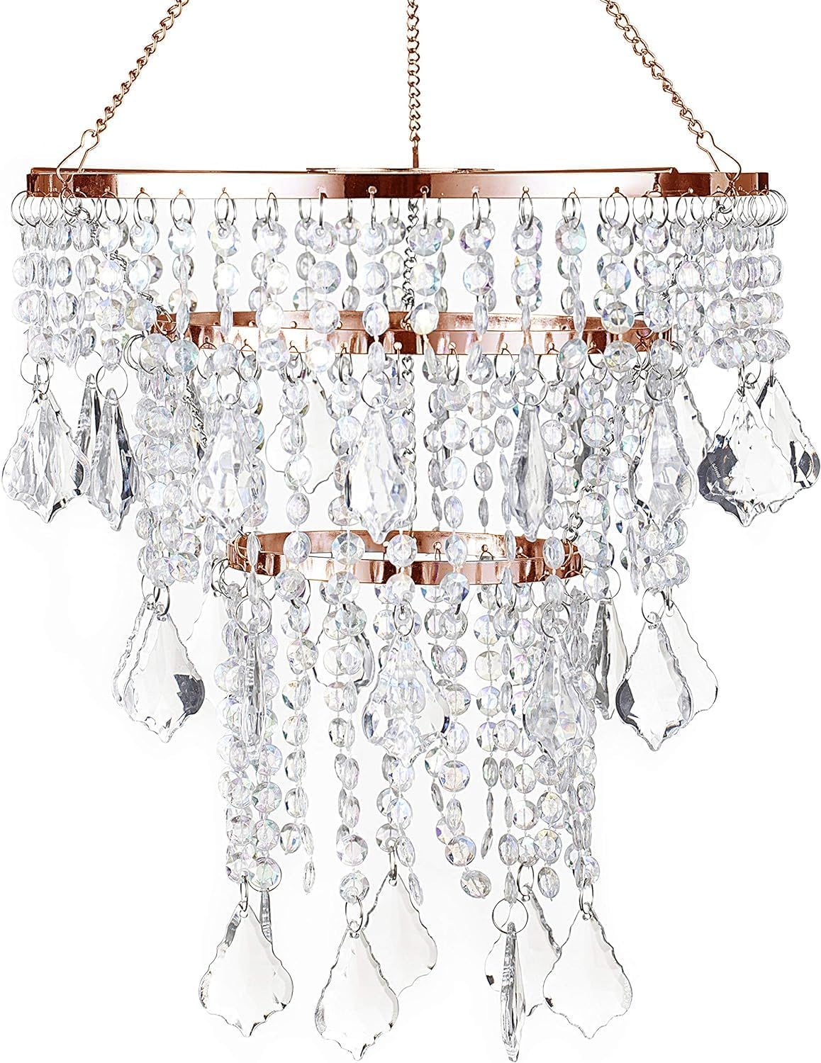 Acrylic Chandeliers lampshade Mini Crystal Beaded Fixture Pendant Ceiling Light Shade for Wedding Bedroom Hallway Bathroom Rosegold H11.4''X D9.84''