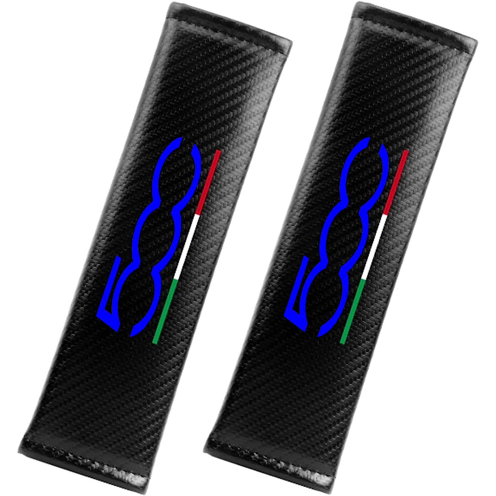 Klhywen Blue 2Pcs Car Carbon Fiber Seat Belt Pads For Fi-At 500 500C 500X 500L, Shoulder Protector Cover Adults Kids Travel Cushion Harness Pads Car Interior Accessories,
