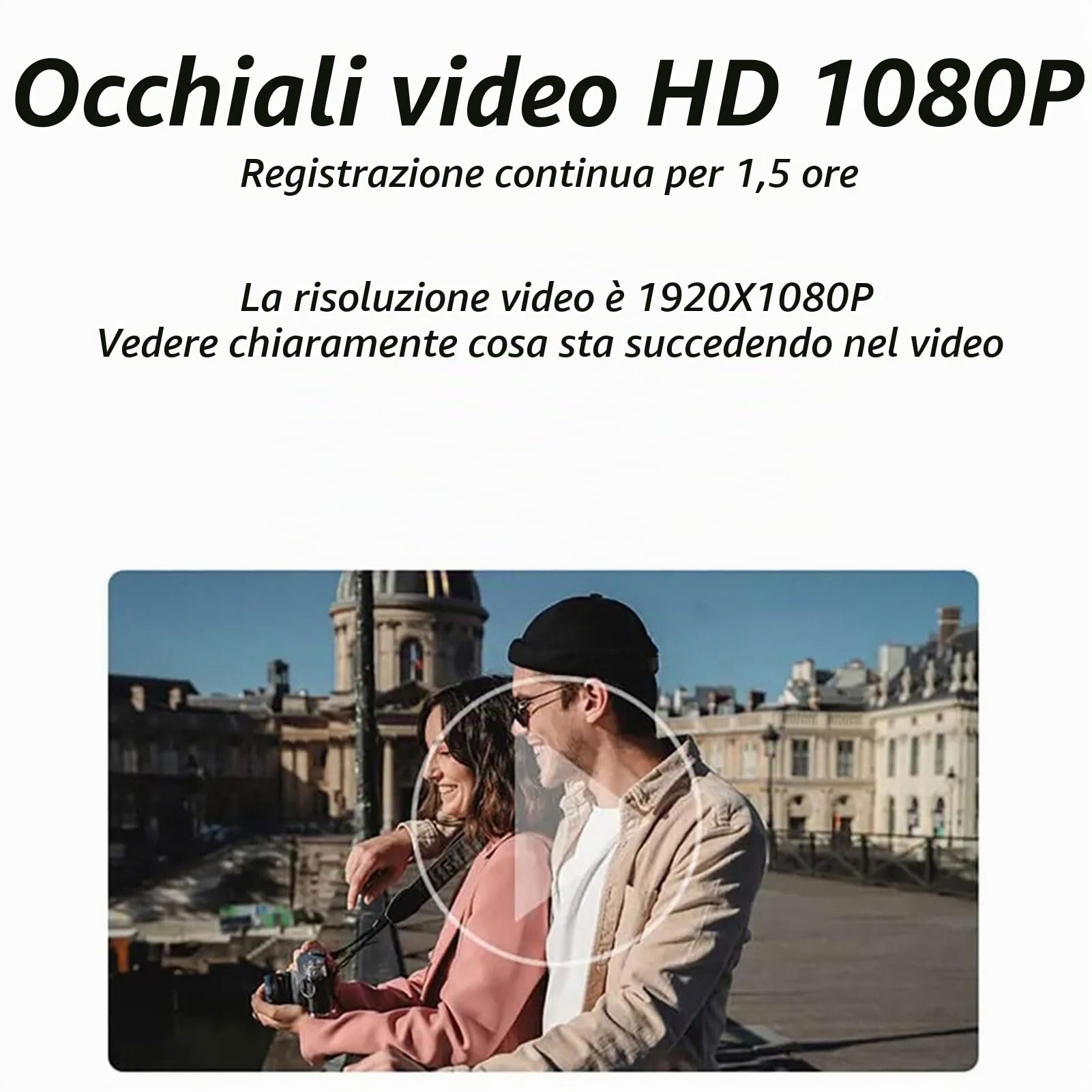 Fabater Occhiali per Fotocamera 1080P, Occhiali Sportivi Action Camera con Obiettivo Grandangolare, da Sole Anti-vibrazione per Ciclismo, Escursionismo