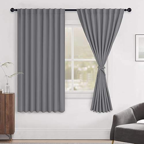 Miniatura 1 de Hiasan Cortinas opacas con pestaña trasera y bolsillo para barra, cosidas con alzapaños, con aislamiento térmico, para oscurecer la habitación, para