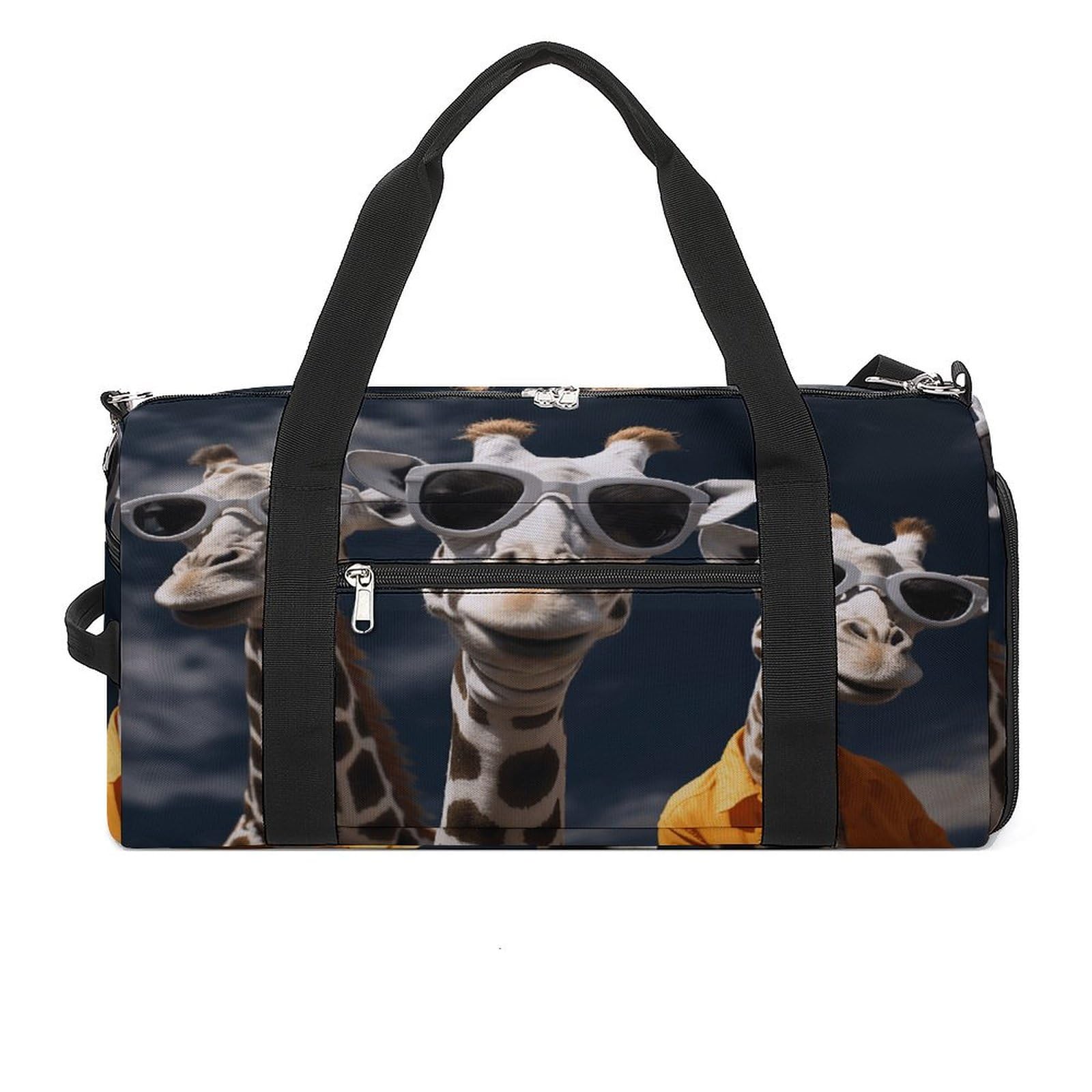 Turnbeutel für Damen und Herren, drei Giraffen, mit Sonnenbrille, wiederverwendbar, Turnbeutel mit Schuhfach, Stil, Einheitsgröße, modern, Stil:, Einheitsgröße, Modern