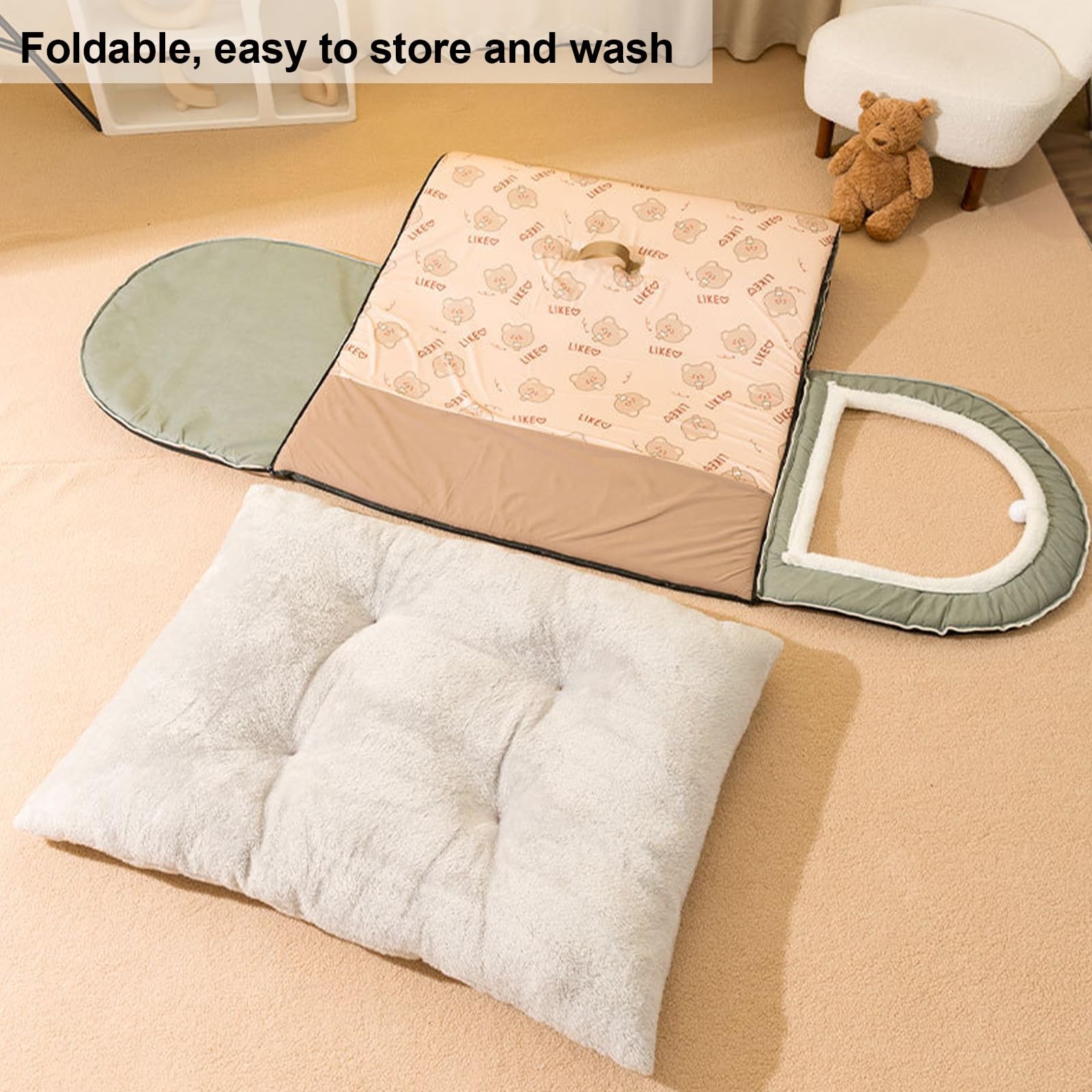 Cuccia Igloo Cane con Cuscino Removibile, Cuccia Cane Chiusa 2 in 1 Calda e Accogliente, Casetta per Cani da Interno Antiscivolo in Peluche e Cotone PP per Gatti Cani Conigli(Gray,75 X 50 X 50 cm)