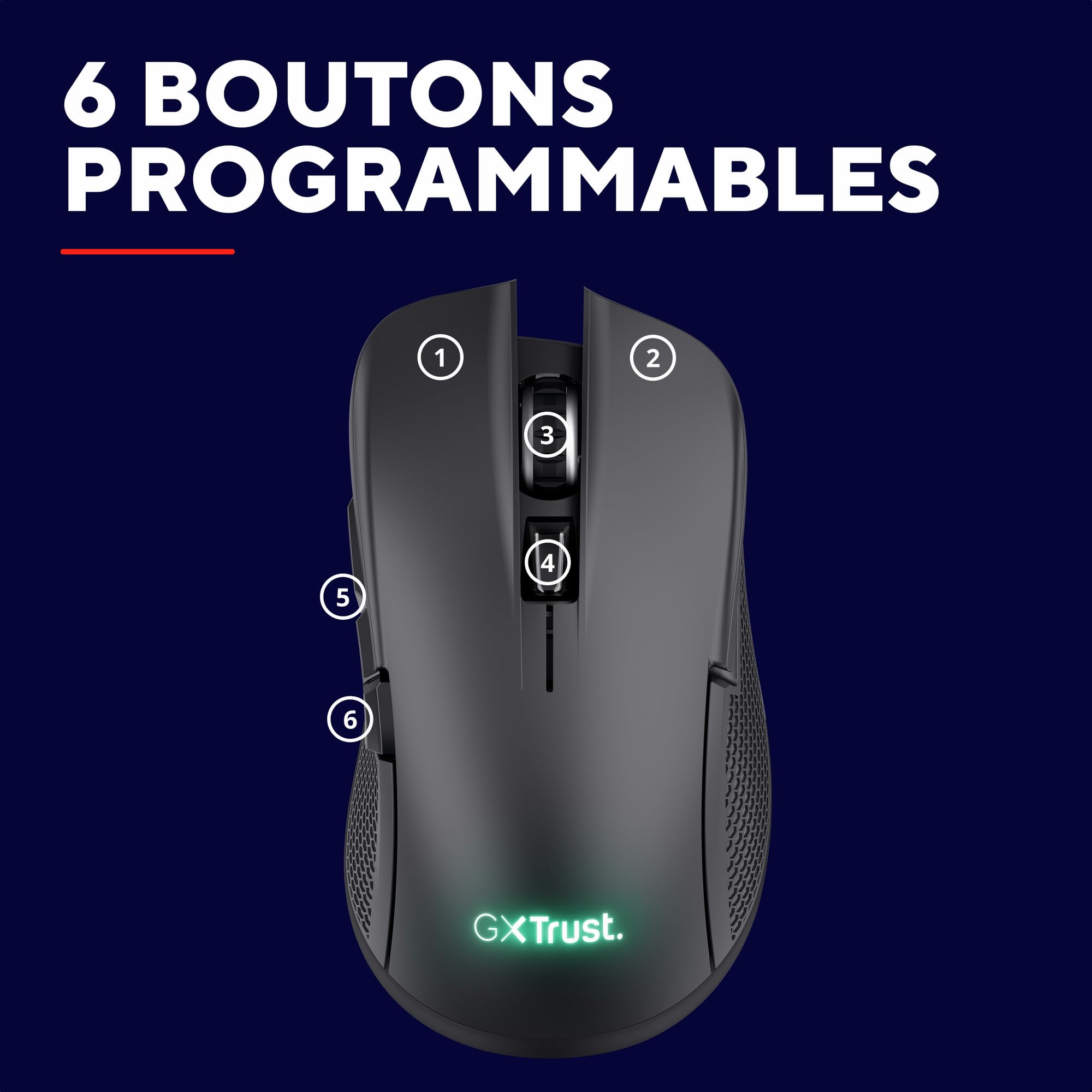 GXTrust Ybar Souris sans Fil Gamer Bluetooth + 2.4GHz Faible Latence, Noir