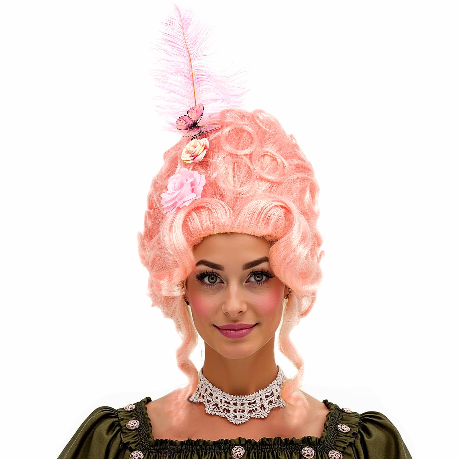Magenta Wavy Beehive Costume Wig Amazon.com: Linfairy Long Wavy Pink Wig Big Bouffant Beehive  main image 4