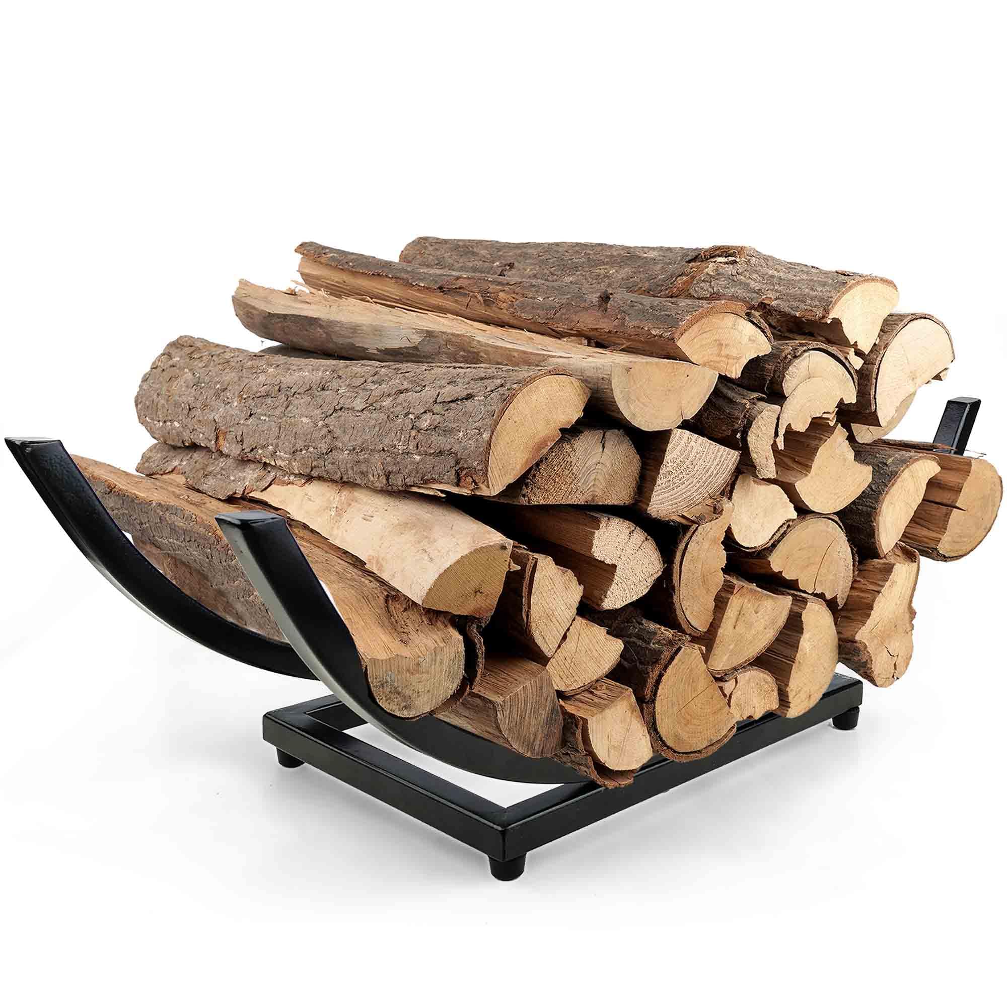 Curved Firewood Rack Holder Outdoor: 30 Inch Heavy-Duty Firewood Rack, Indoor/Outdoor Fireplace Log Holder - Rust-Resistant, Portable &amp; Tool-Free Assembly