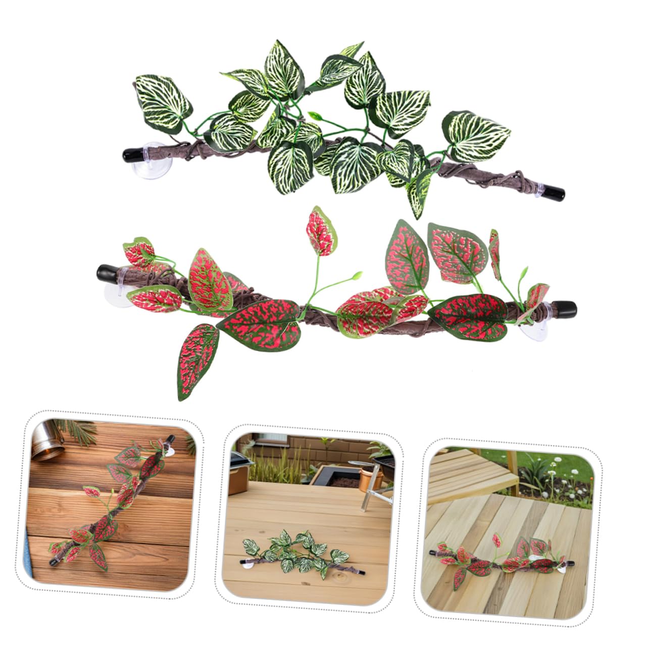 ORFOFE 2 Szt. Realistic Jungle Vines with Suction Cup for Reptile Tank Climbing Branches Flexible Terrarium Plant Decoration for Snakes Lizards Amphibians And Spiders